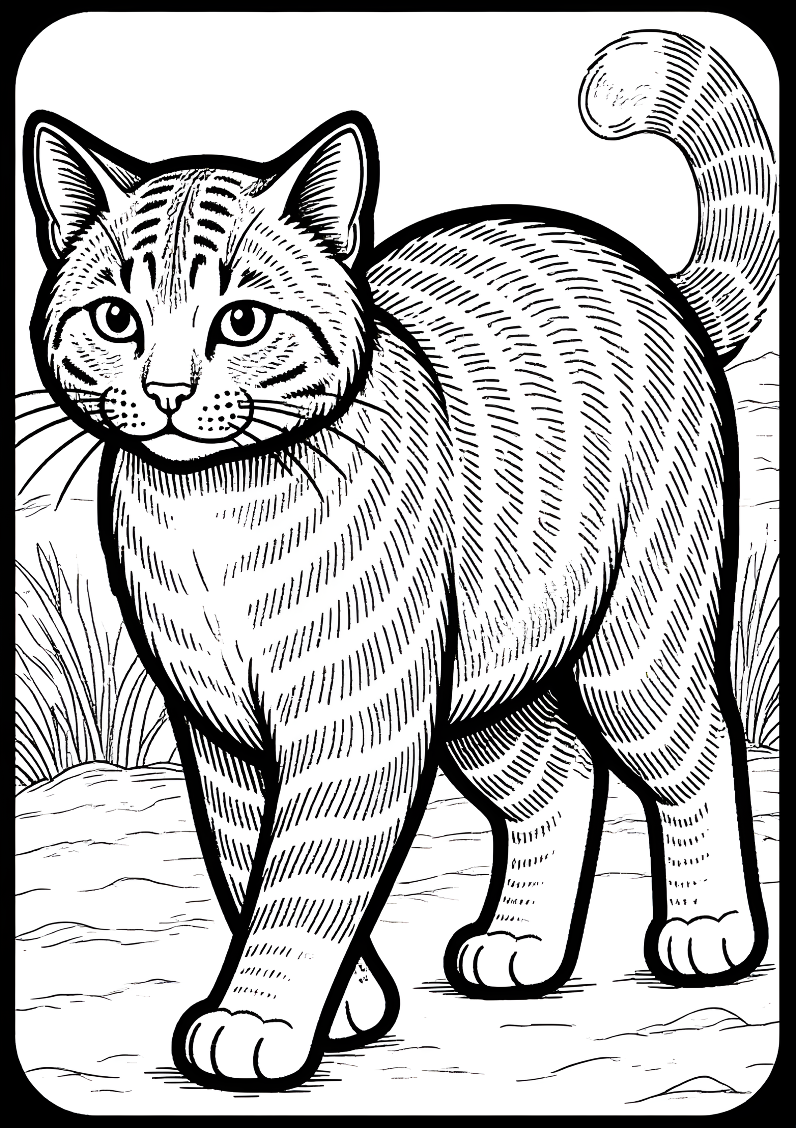 Coloriage Motif Chat Kanaani Pelage Tacheté, variante 2
