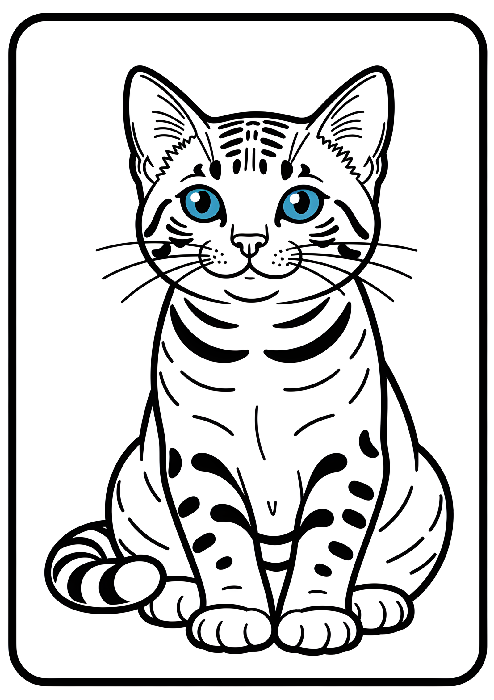 Coloriage Chat Bengal Encre et Couleur Facile, variante 2