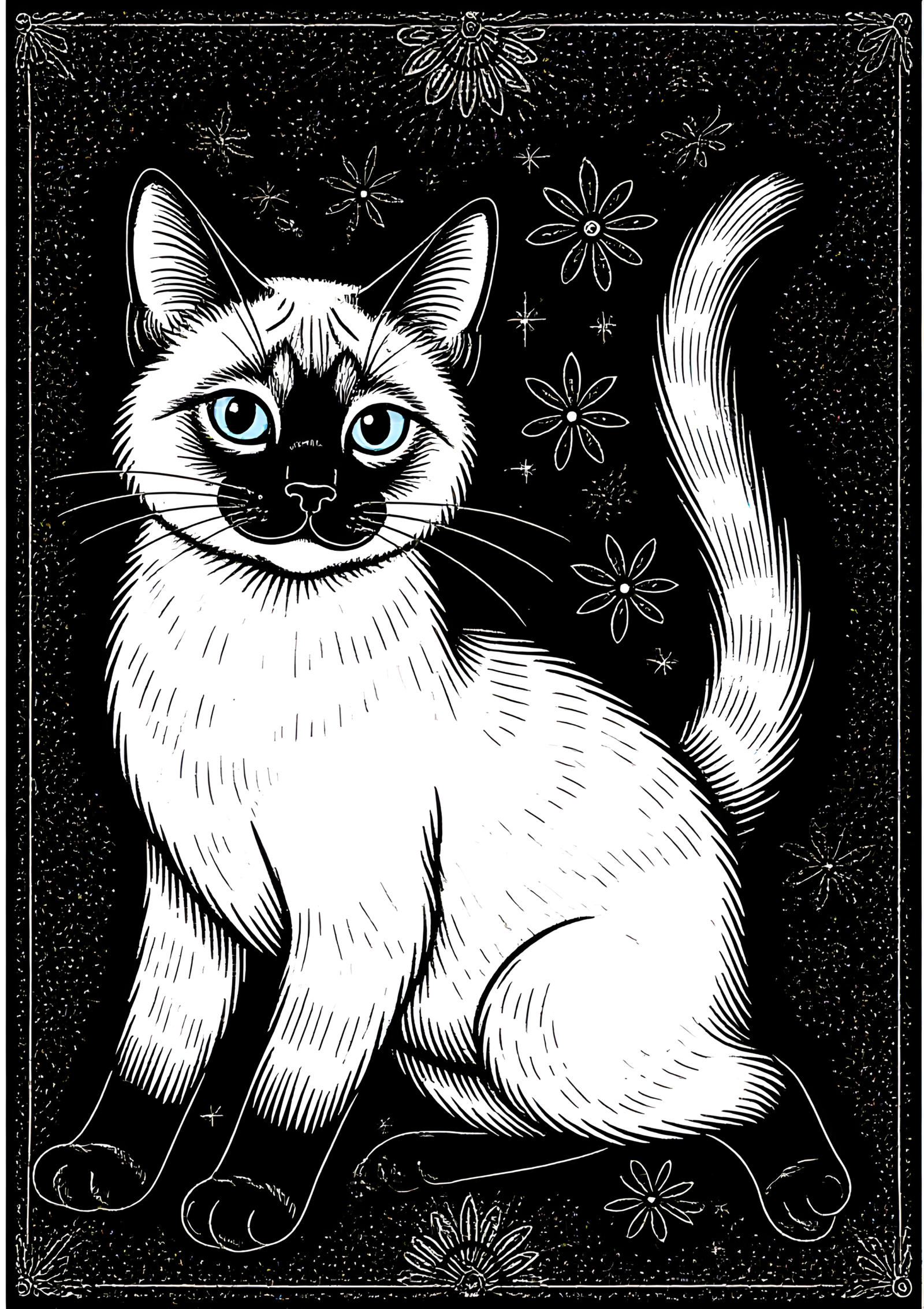 Coloriage Siamese Étirement Chat Dessin À Colorier Simple, variante 2