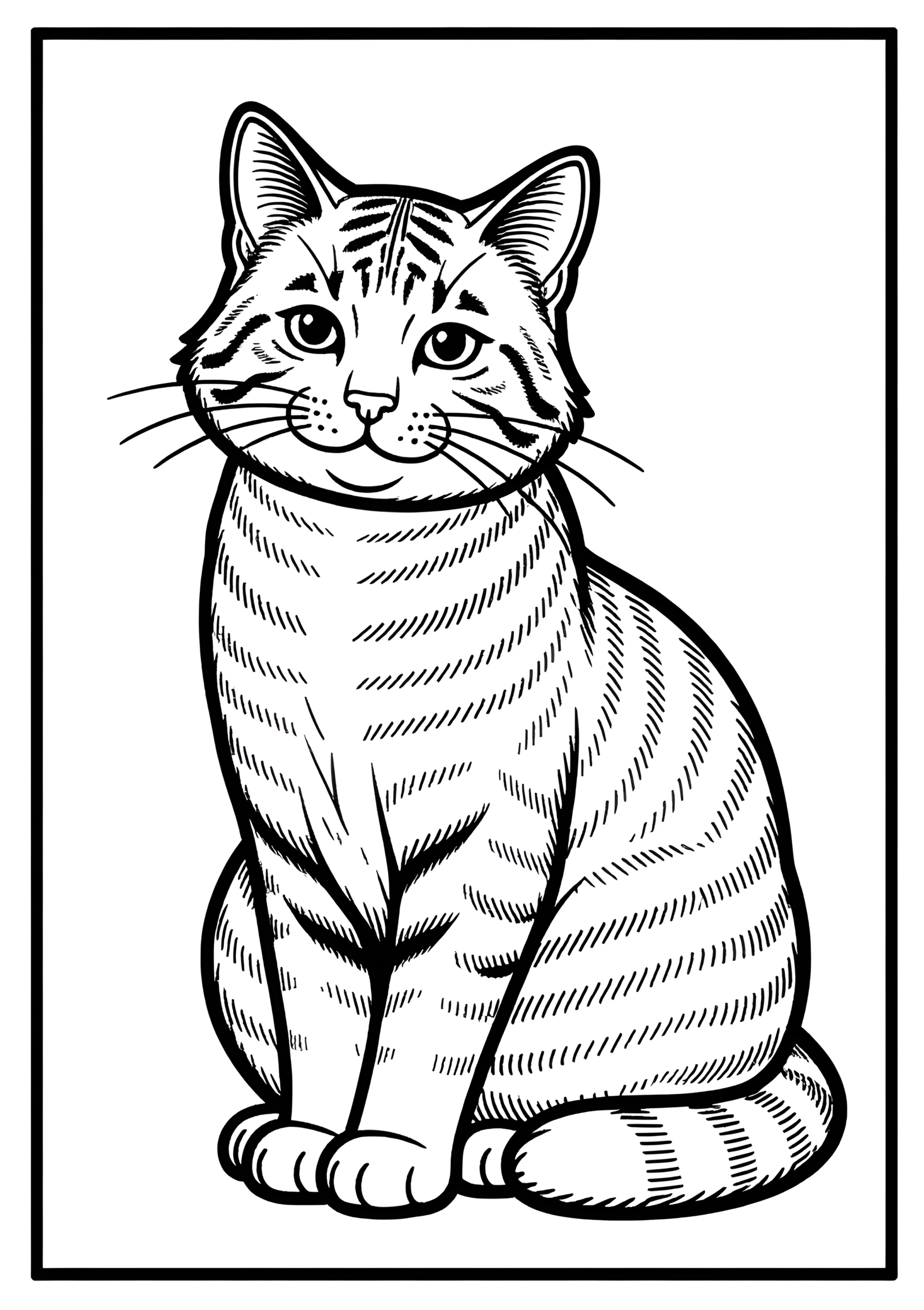 Coloriage Sujet de coloriage Chat Highlander Simplifié, variante 2