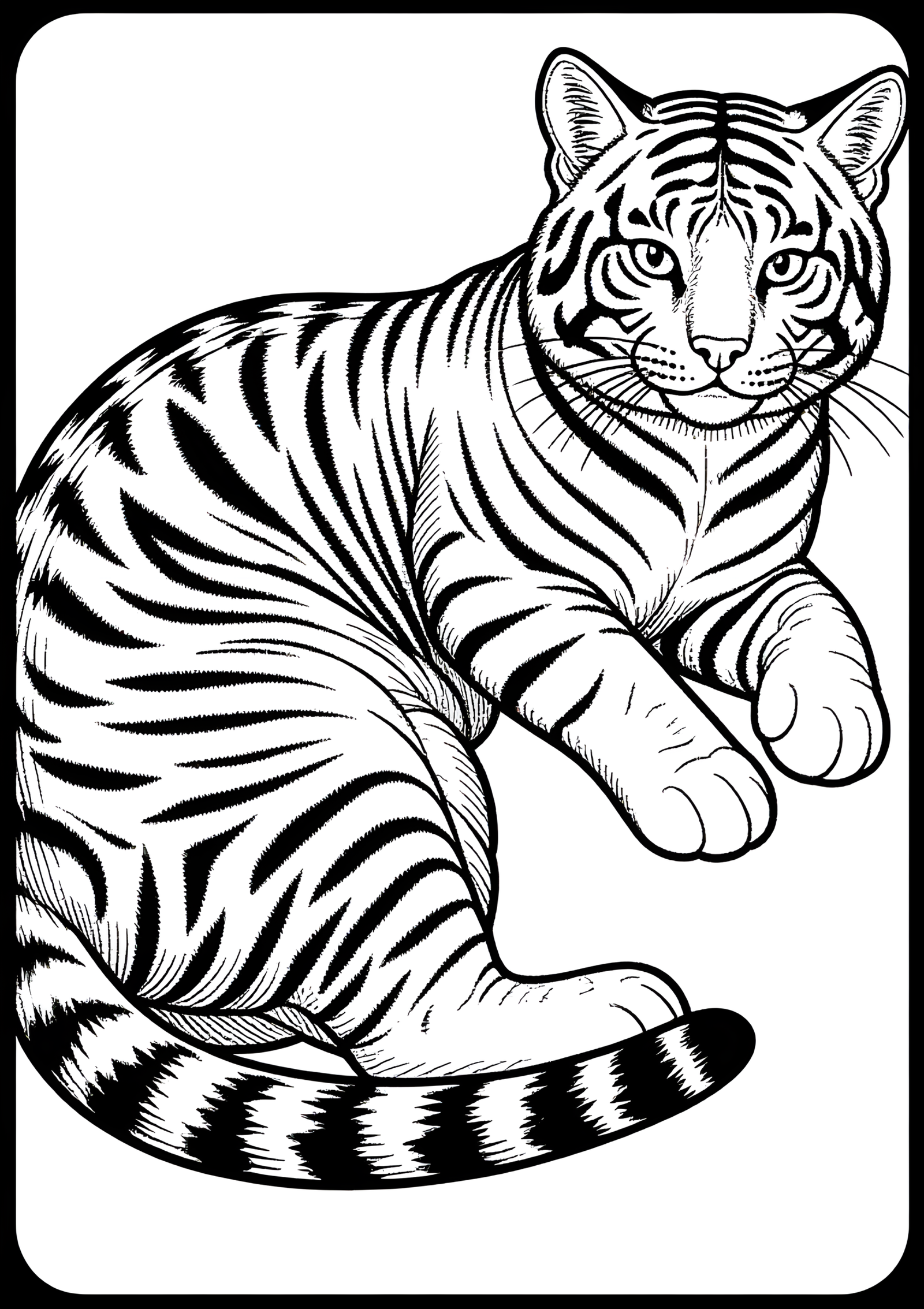 Coloriage Chaton Toyger Rayures Motif Simple, variante 2