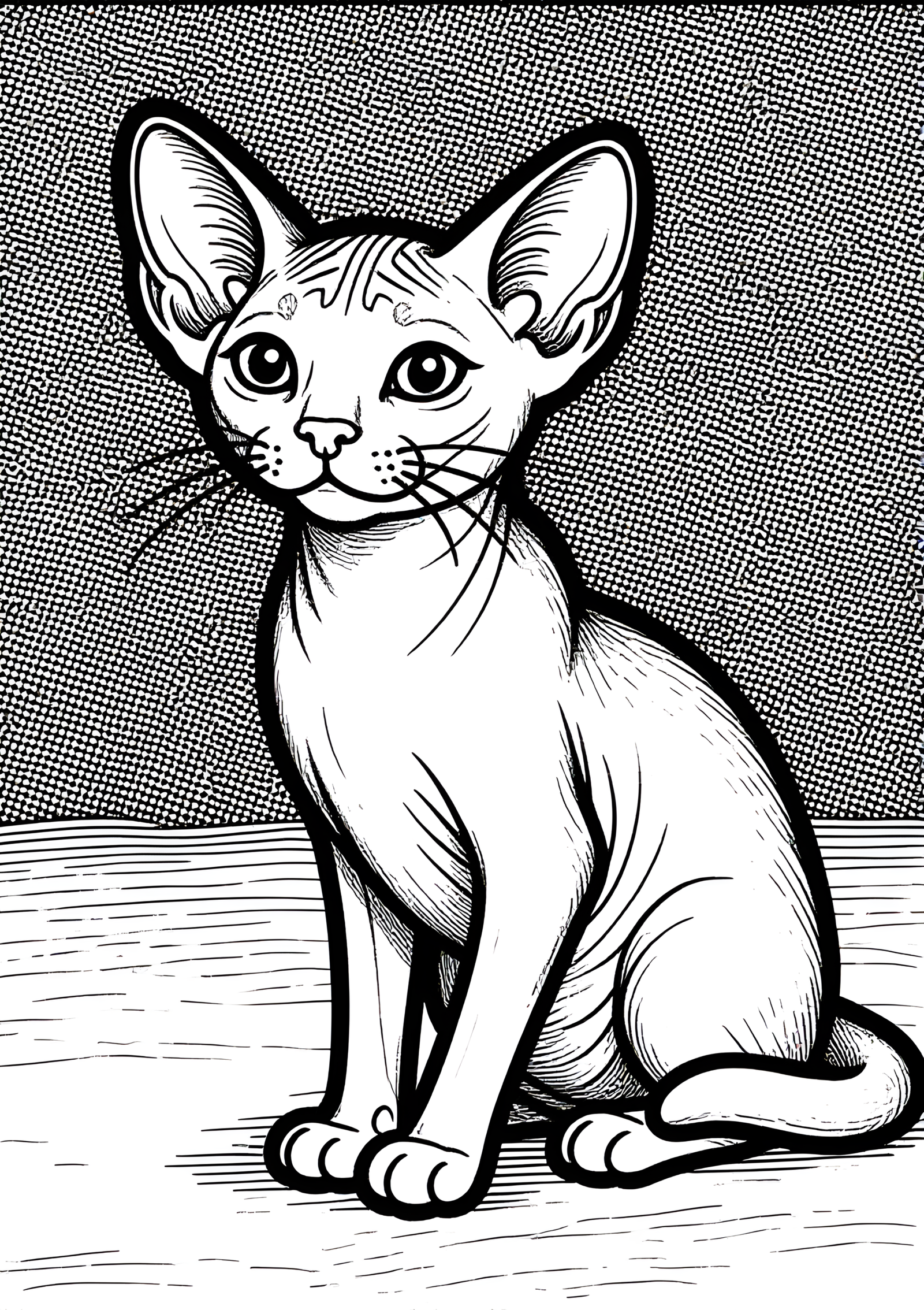 Coloriage Motif De Coloriage Chat Dwelf Simplet, variante 2