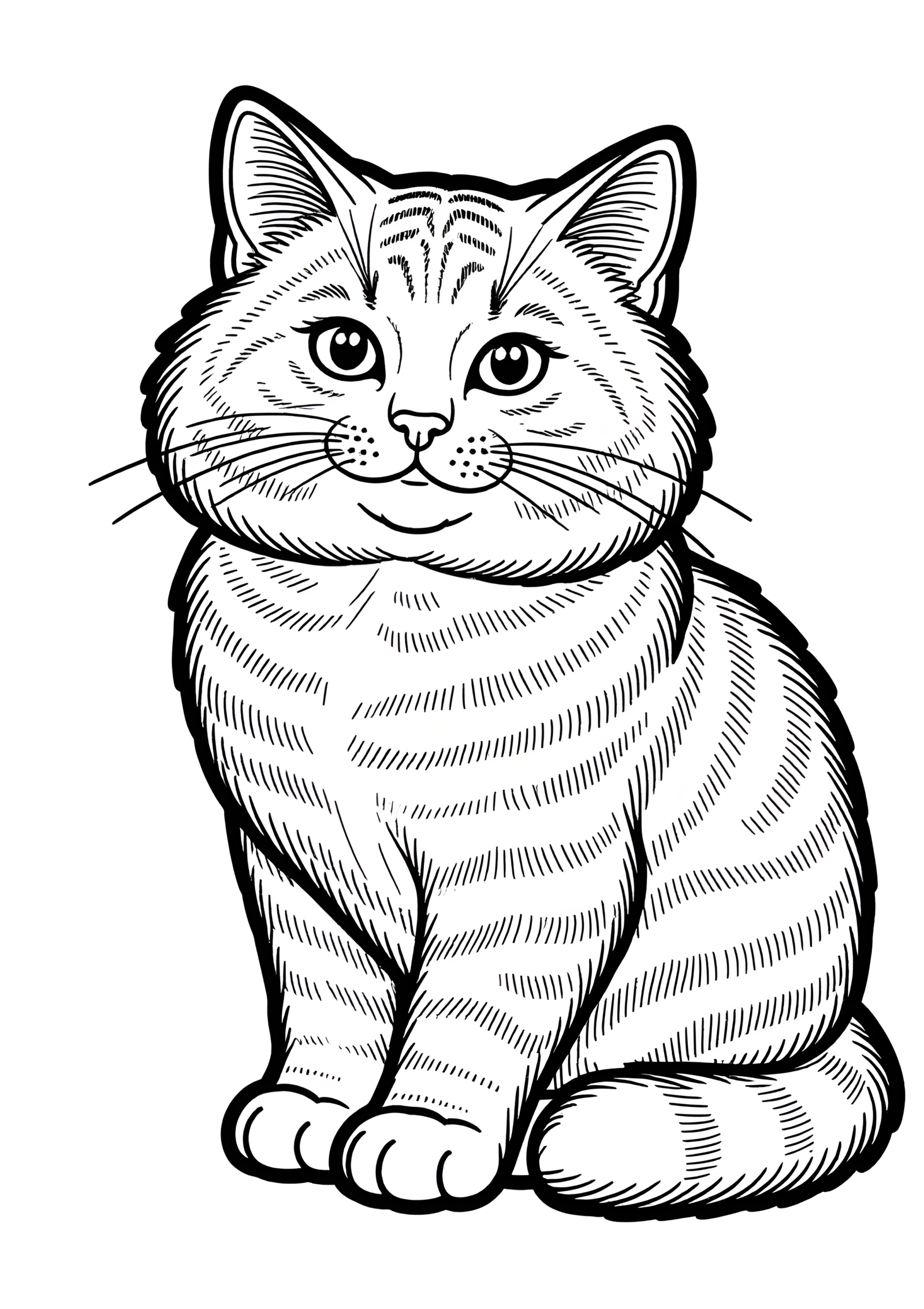 Coloriage Chat Kurilien Bobtail à colorier, variante 2
