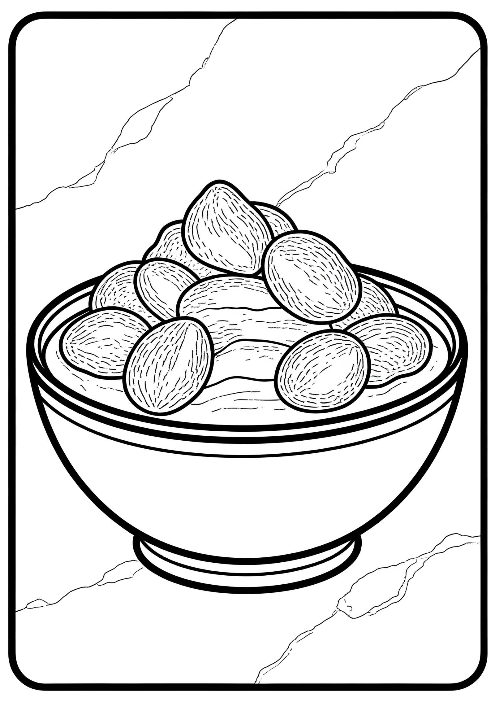 Coloriage Semoule aux dattes sur assiette de marbre, variante 2