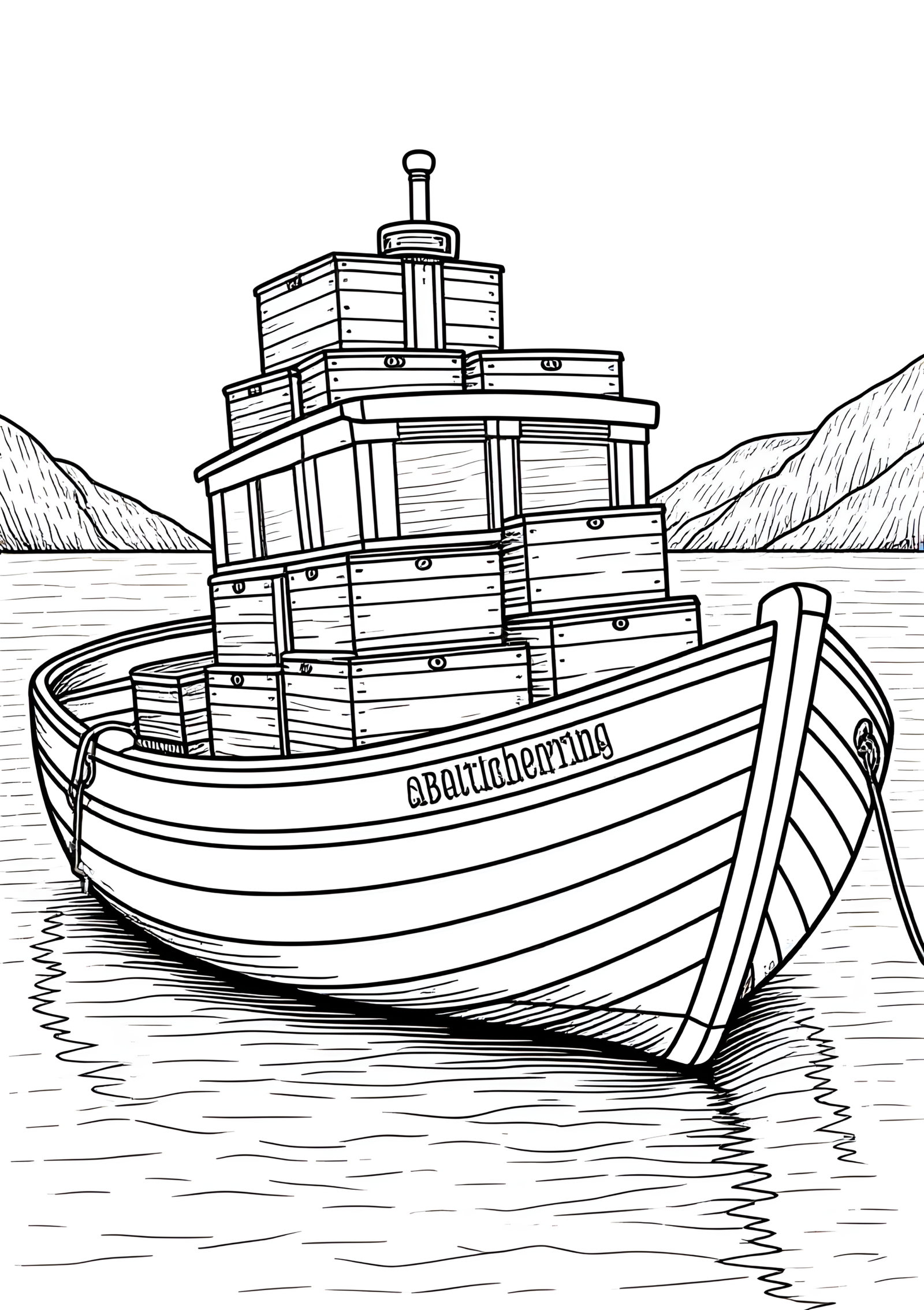 Coloriage Bateau de pêche baltique, variante 2