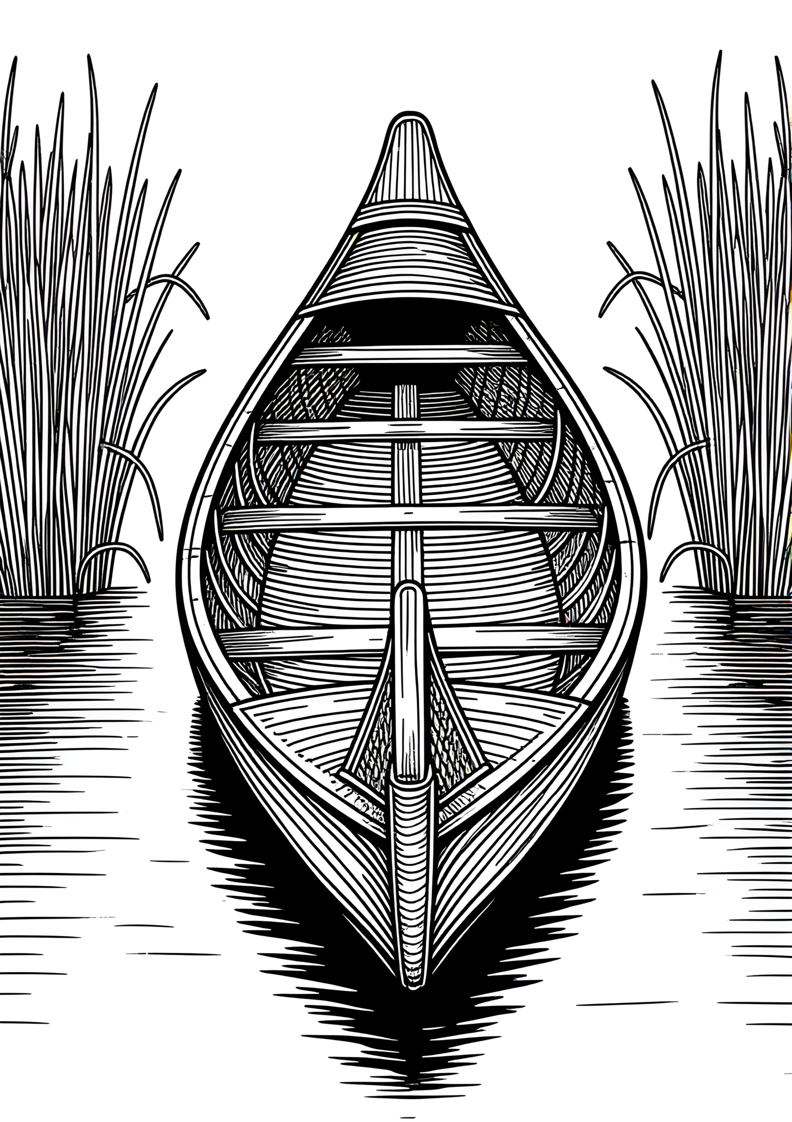 Coloriage Barque sculptée amérindienne, variante 2