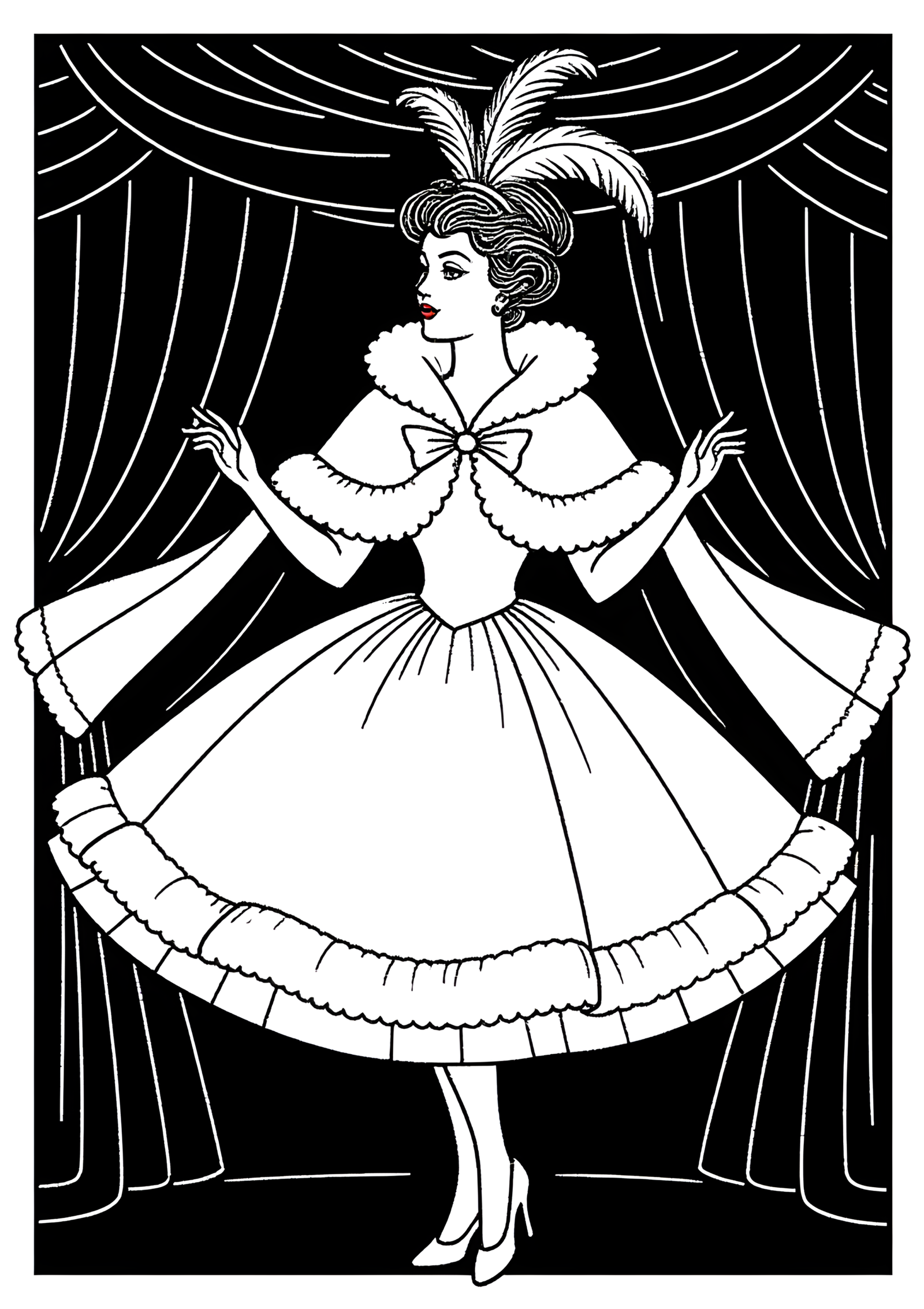 Coloriage Robe Poodle des Années 1950, variante 2