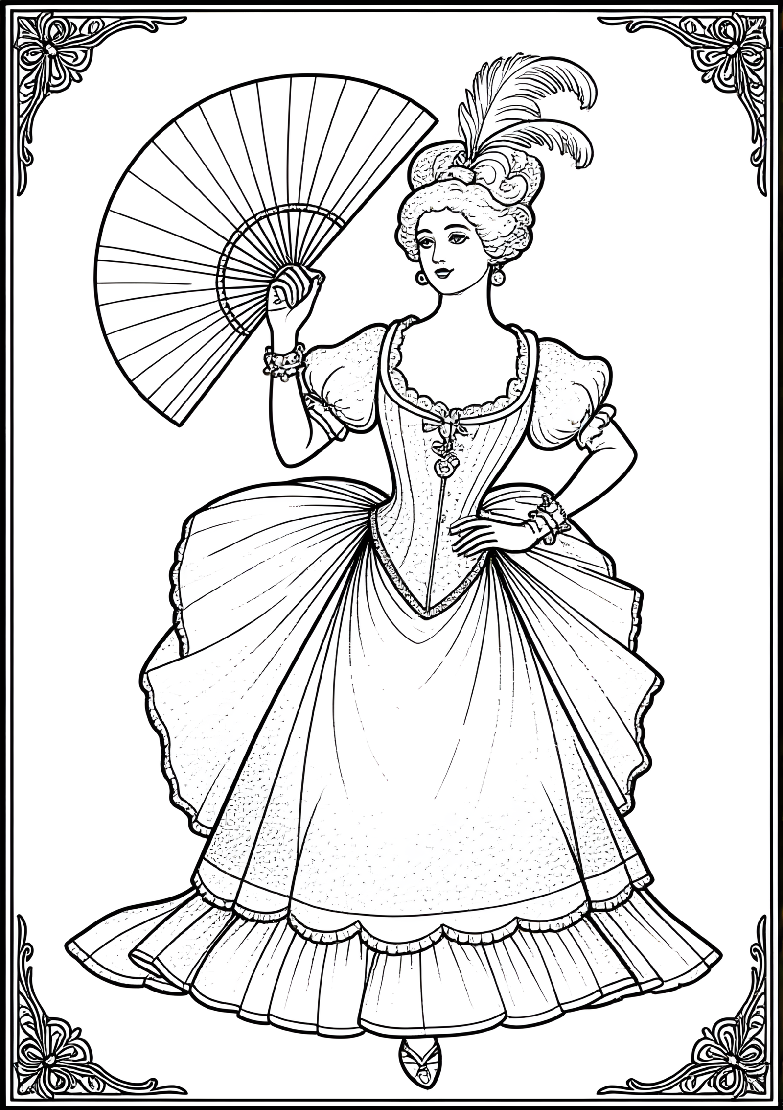 Coloriage Éventail à la marquise, variante 2