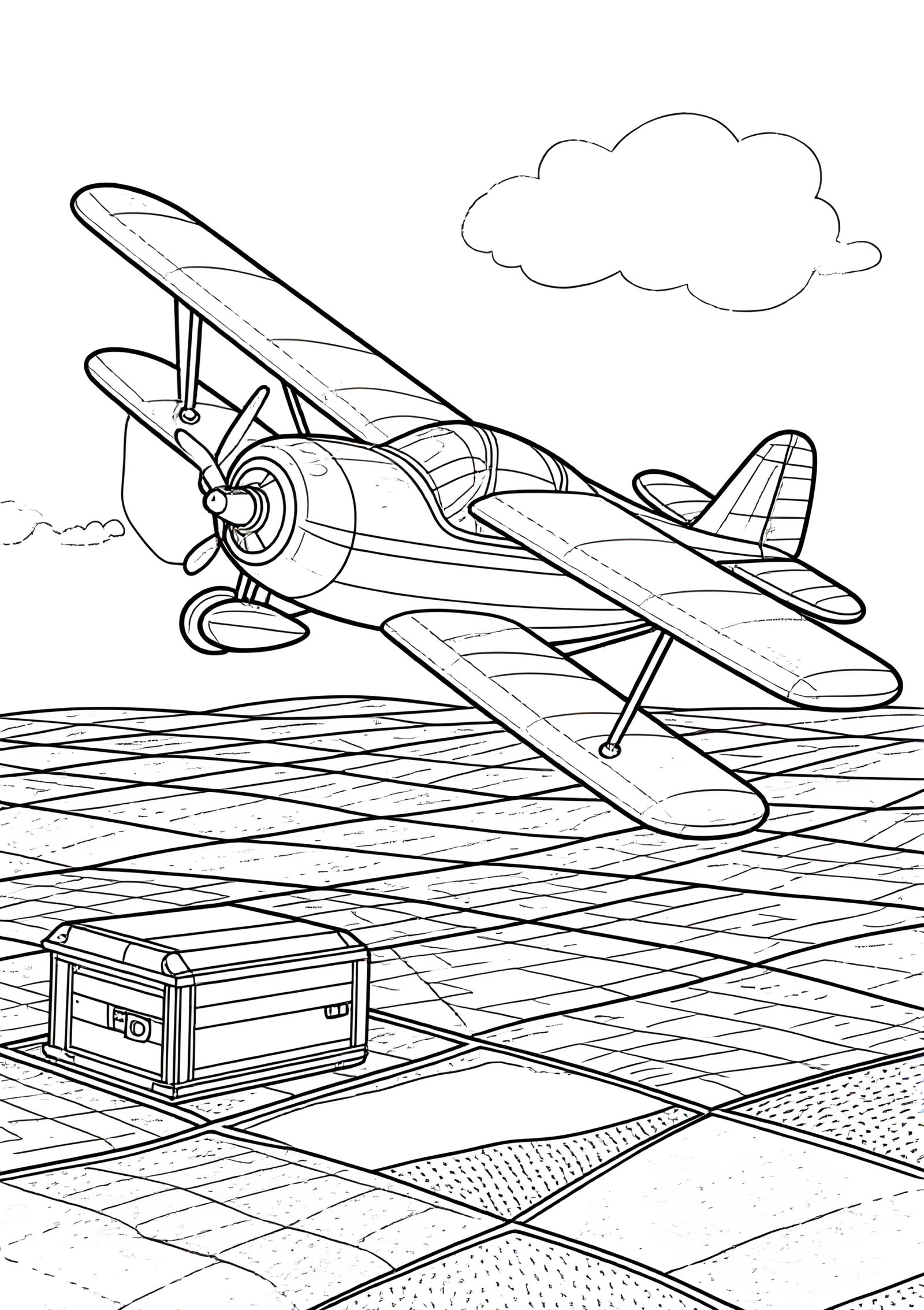 Coloriage Biplan à ailes superposées, variante 2