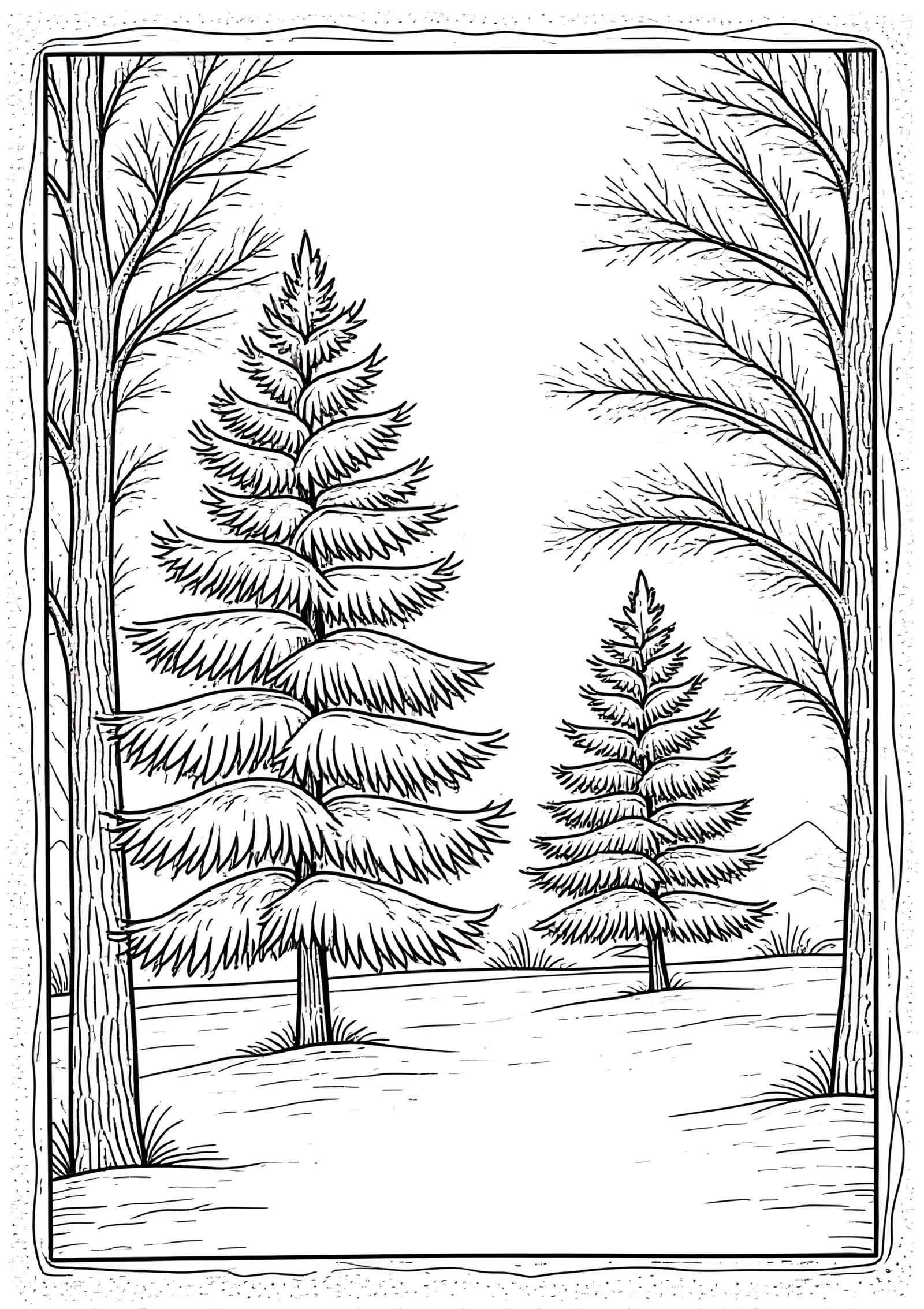 Coloriage Canal d’Hiver dans la Brume, variante 2