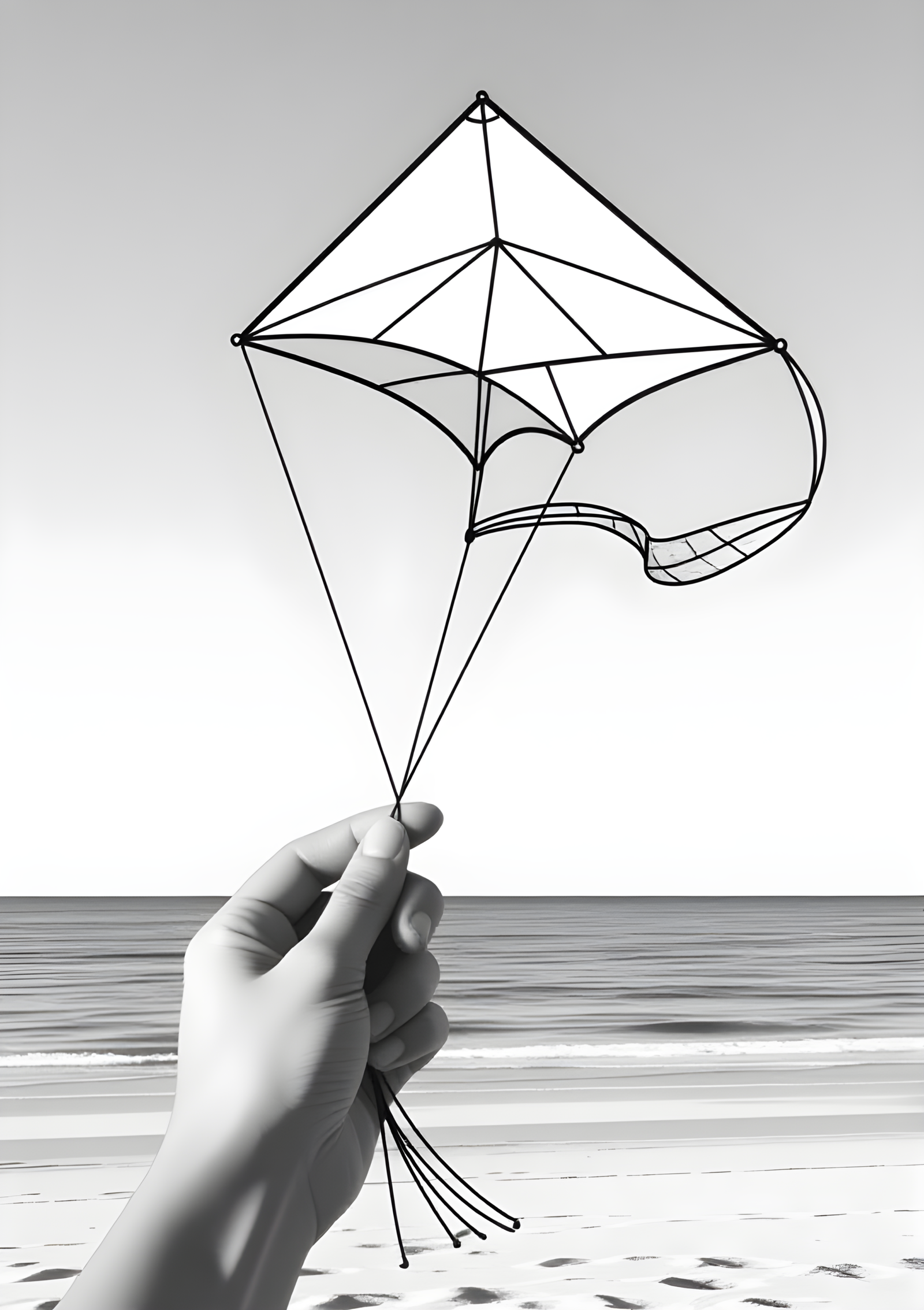 Coloriage Cerf-Volant Miniature Entre Deux Doigts, variante 2