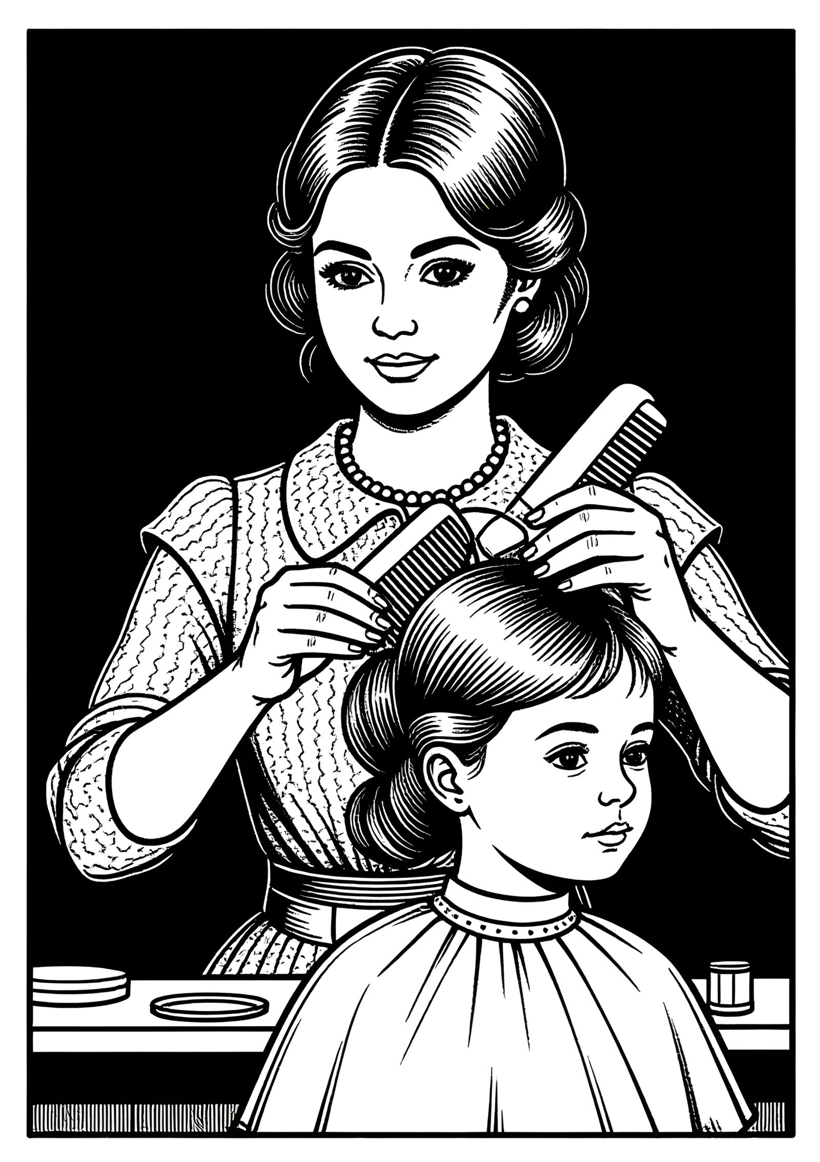 Coloriage CHIGNON ÉLÉGANT, variante 2