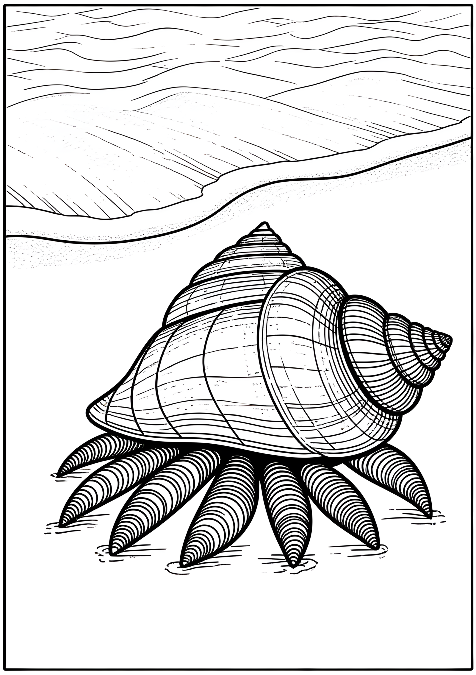 Coloriage Pagure Bernard-l’Ermite, variante 2