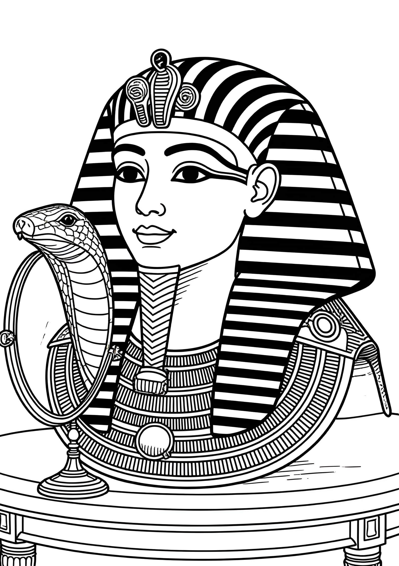 Coloriage Coffre de Pharaon Avec Cobra Doré, variante 2