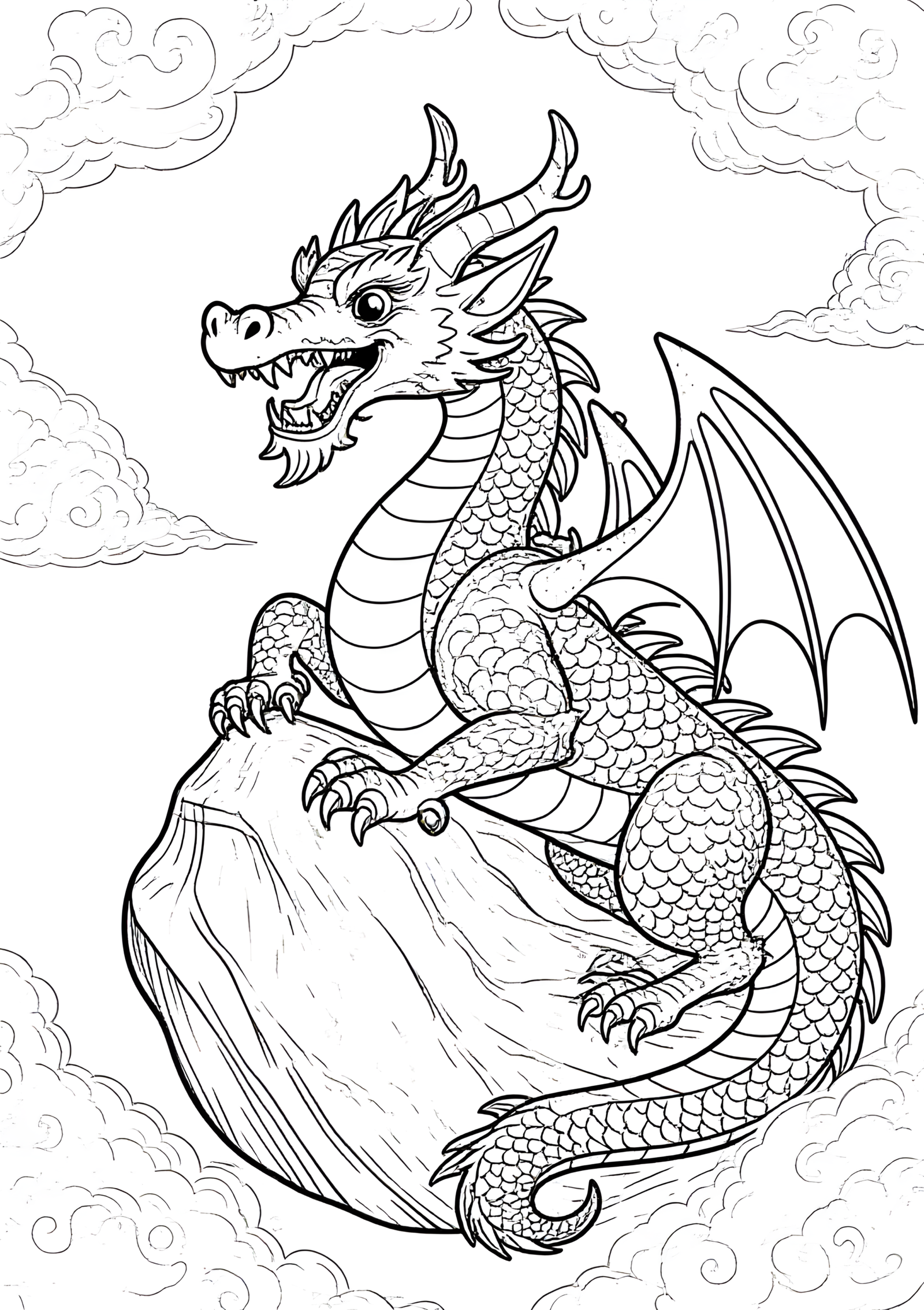 Coloriage Dragon Européen Gardien de Caverne, variante 2