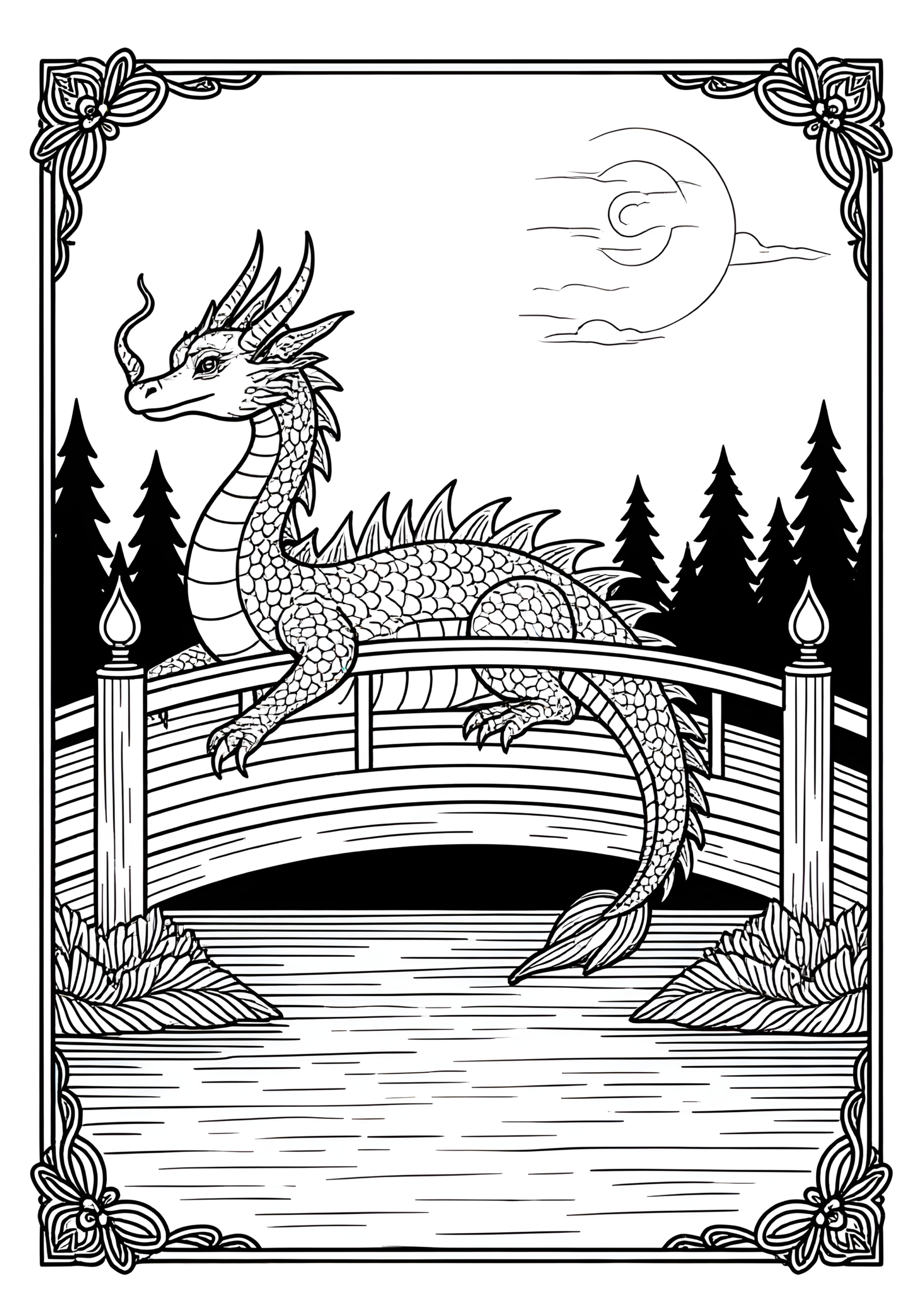 Coloriage Dragon de Feu Dormant sur un Lit de Braises, variante 2