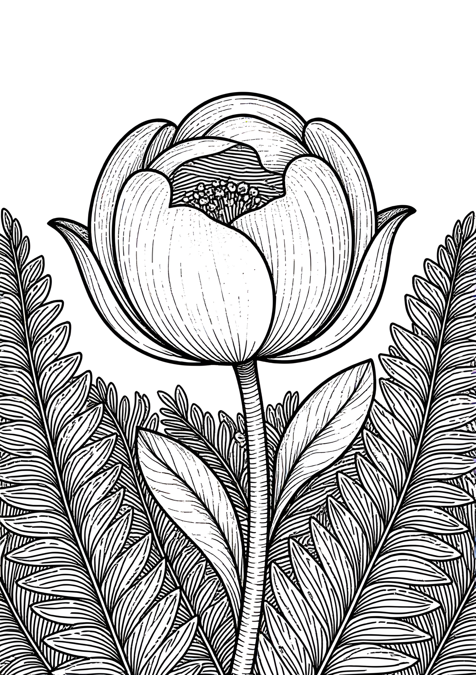 Coloriage Fée Endormie Dans Une Fleur, variante 2