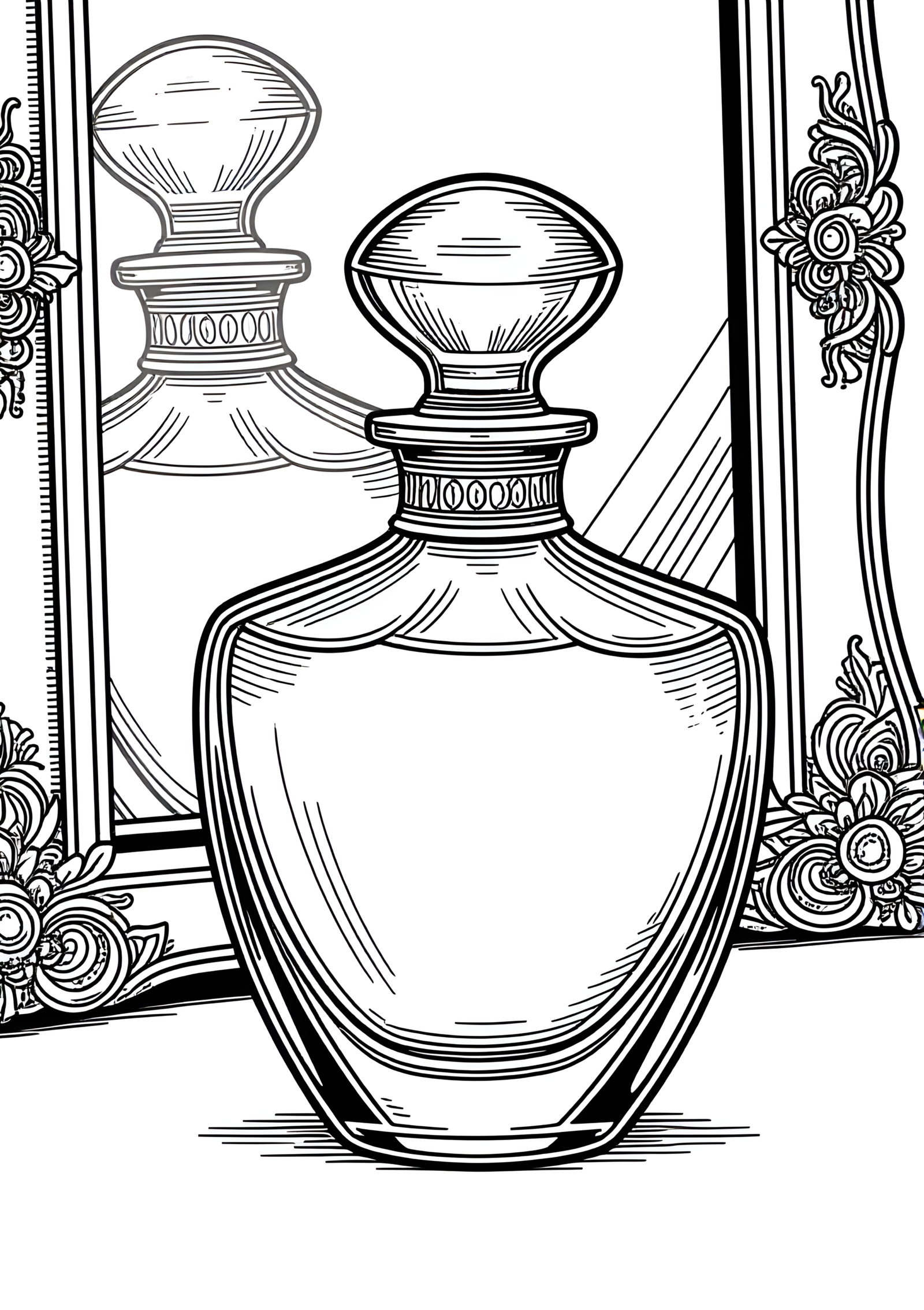 Coloriage Flacon Rosace à Bouchon Argenté, variante 2