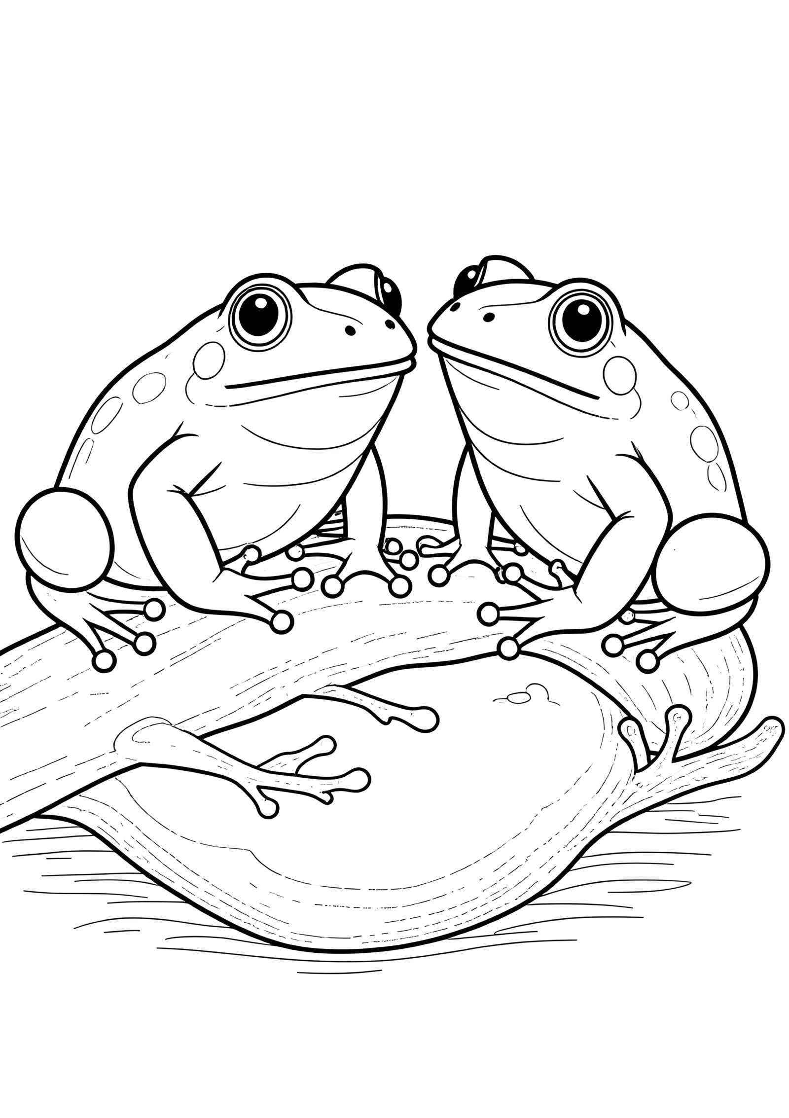 Coloriage Grenouilles Sur Pierre À Moitié Immergée, variante 2