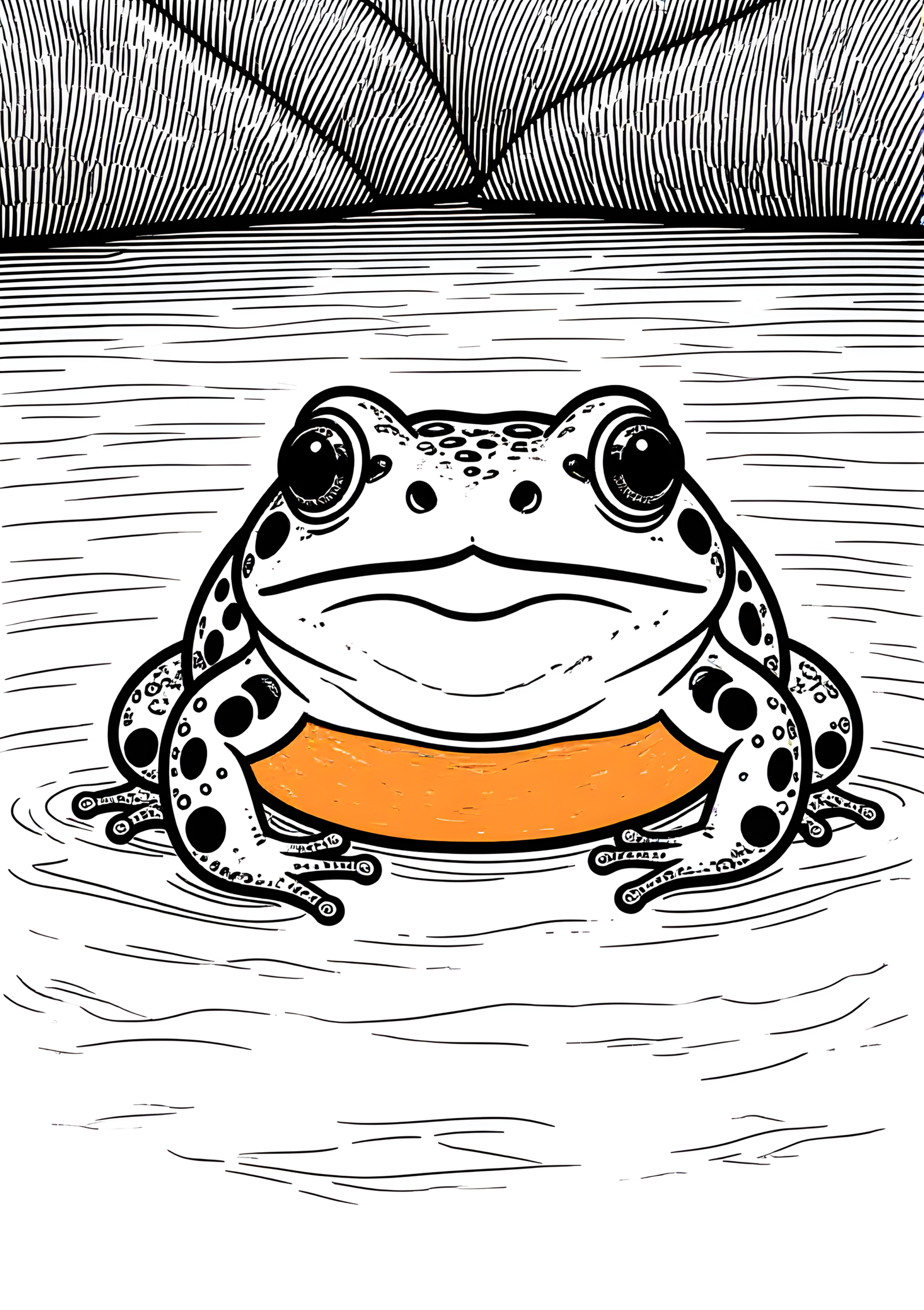 Coloriage Crapaud À Ventre De Feu, variante 2
