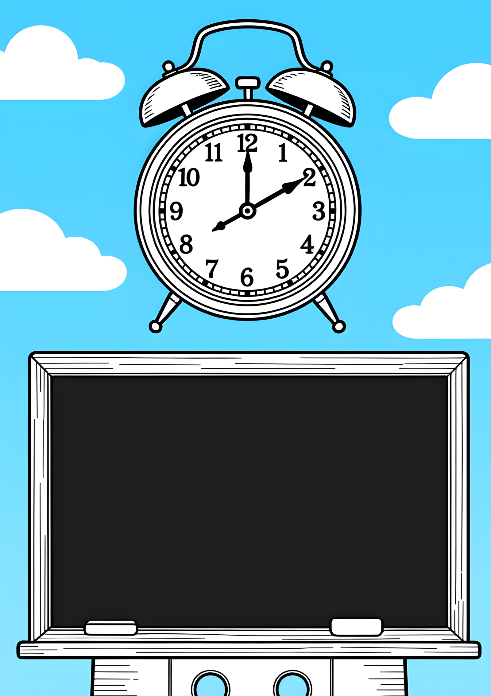Coloriage Horloge Murale D’École, variante 2