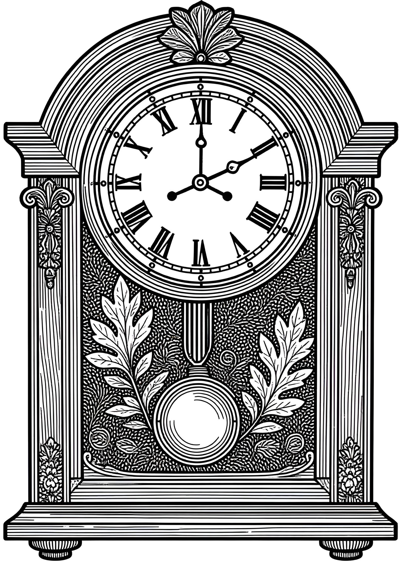 Coloriage BAROMÈTRE-CARILLON EN CHÊNE SCULPTÉ, variante 2
