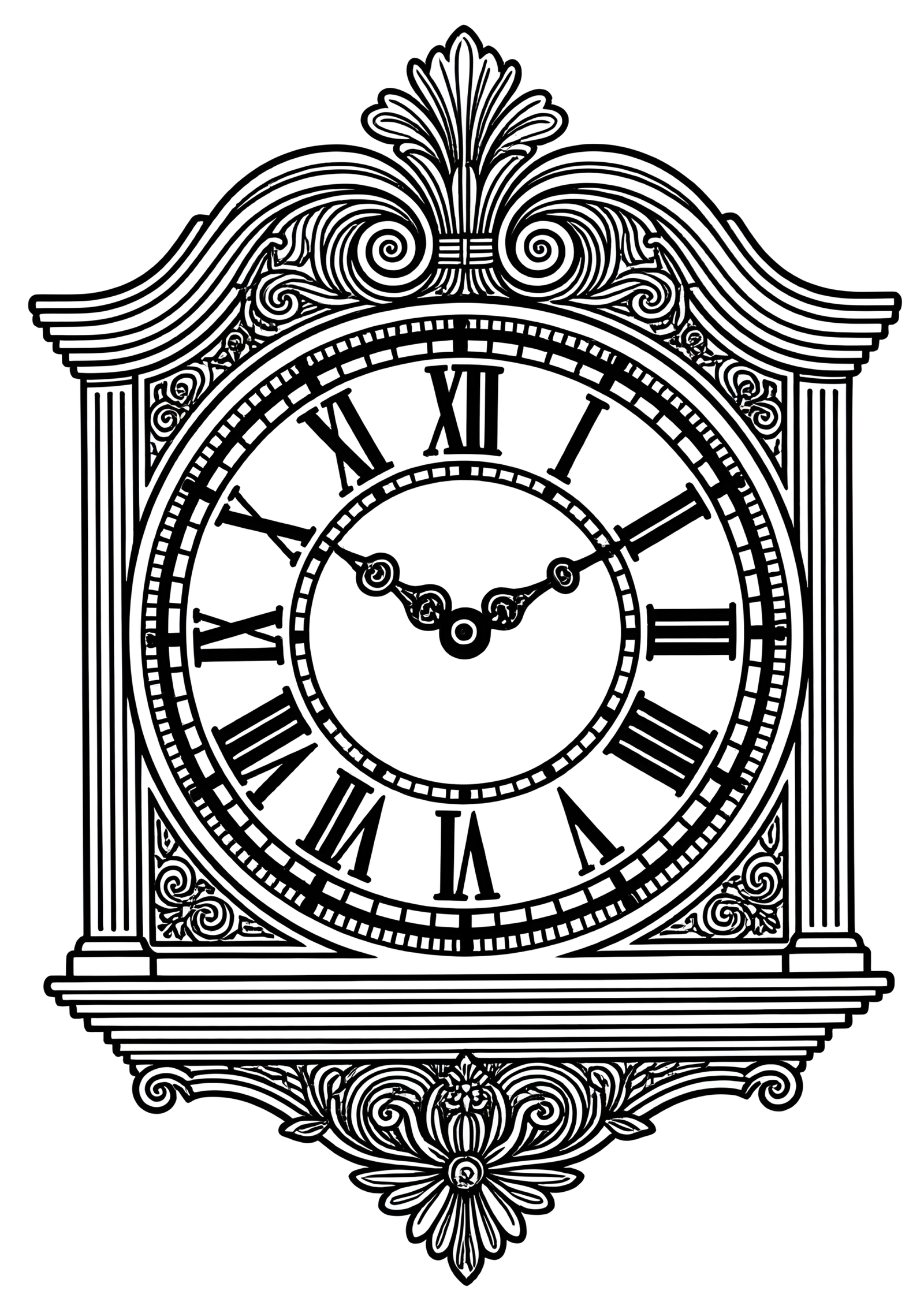 Coloriage Horloge d’édifice à chiffres romains, variante 2