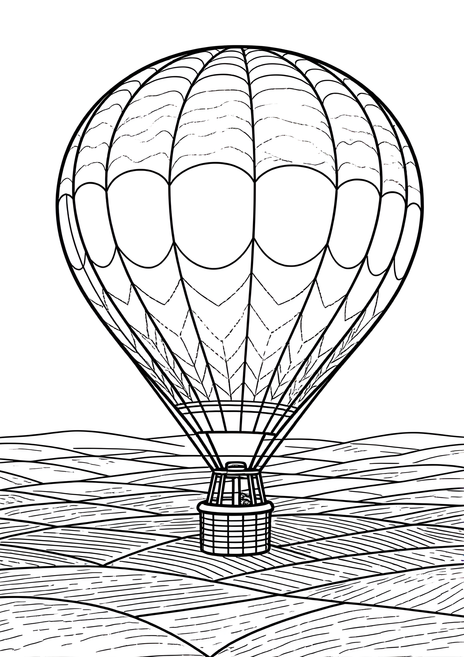 Coloriage Montgolfière au-dessus d'un Canyon Désertique, variante 2