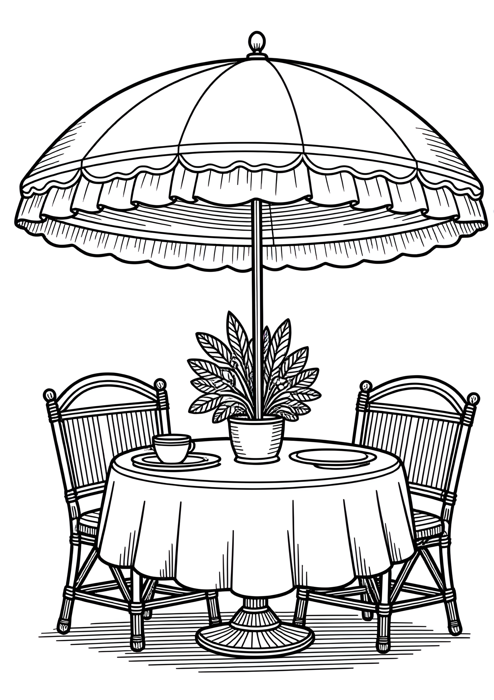 Coloriage PARASOL FLAMENCO À VOLANTS, variante 2