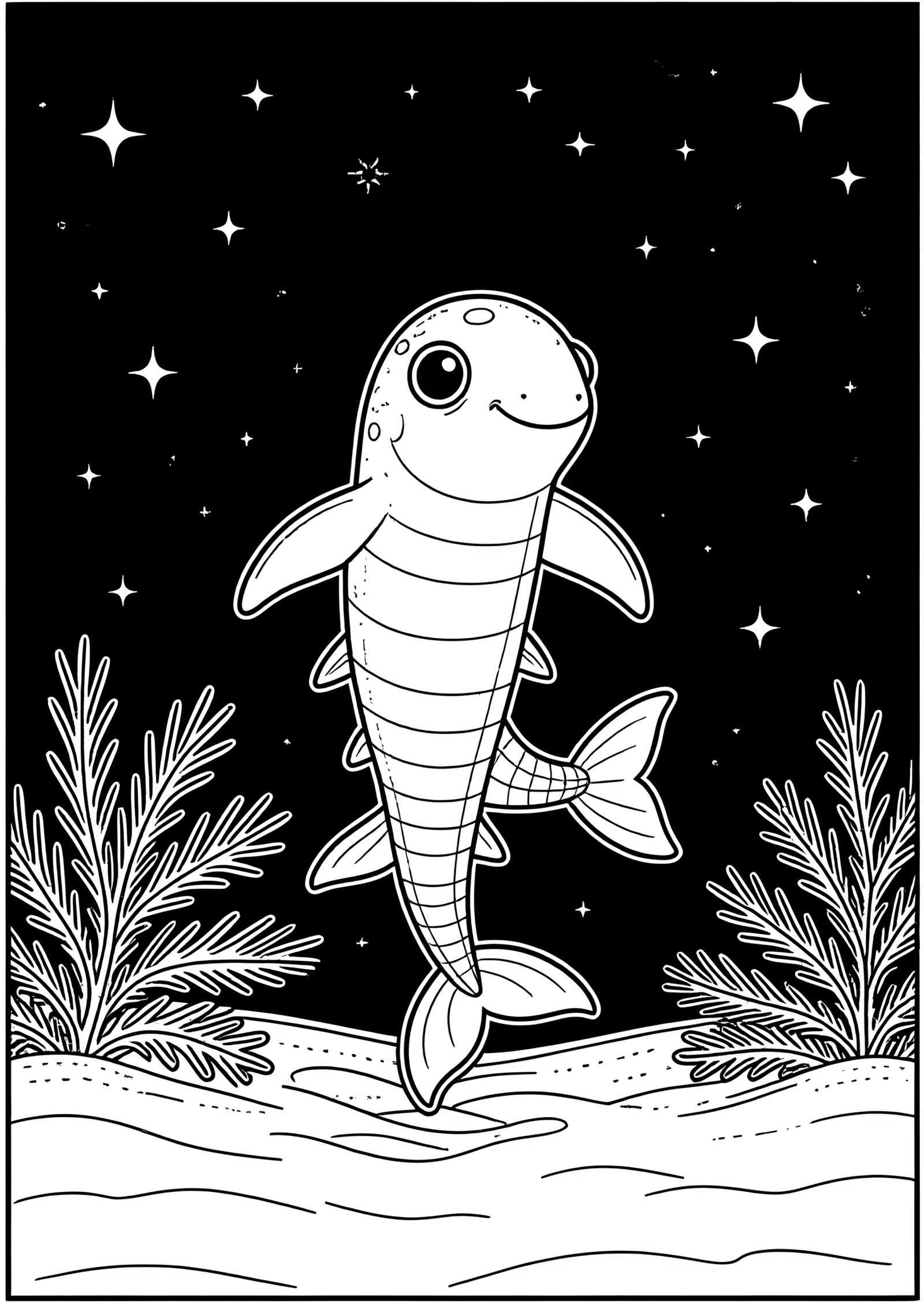 Coloriage ANGUILLE SORTANT D'UN CORAIL, variante 3