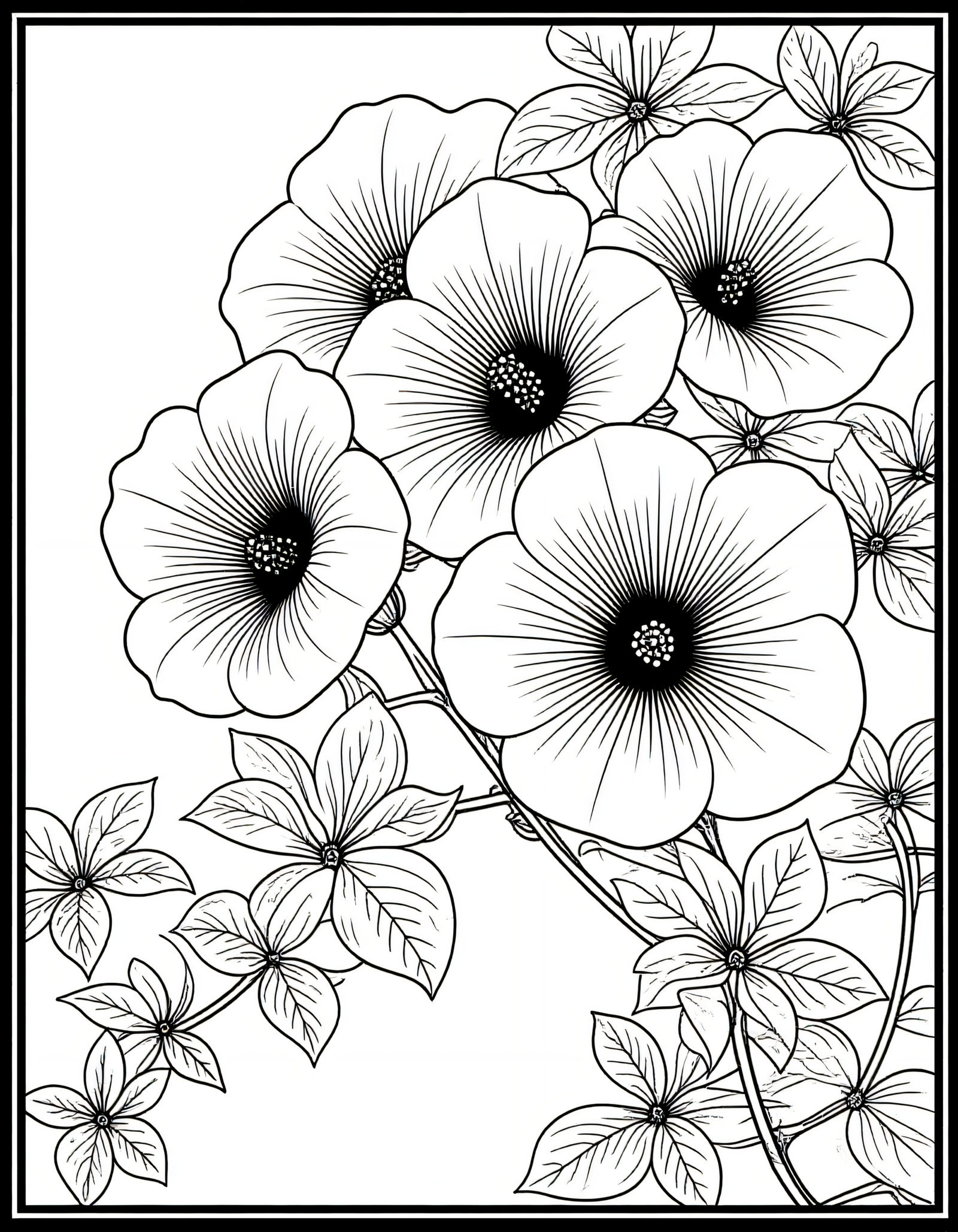 Coloriage Bougainvillier, variante 3