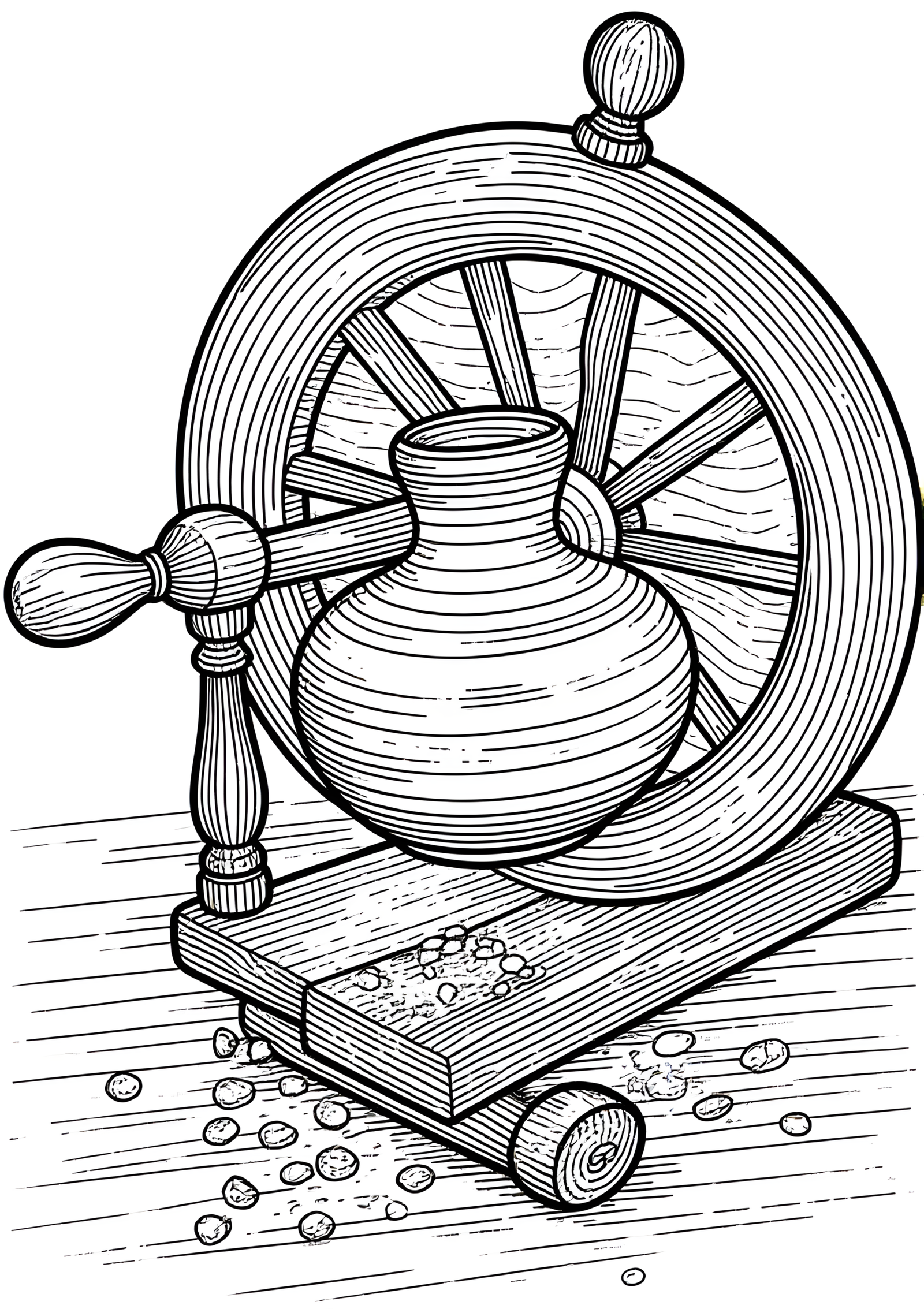 Coloriage atelier de poterie, variante 3
