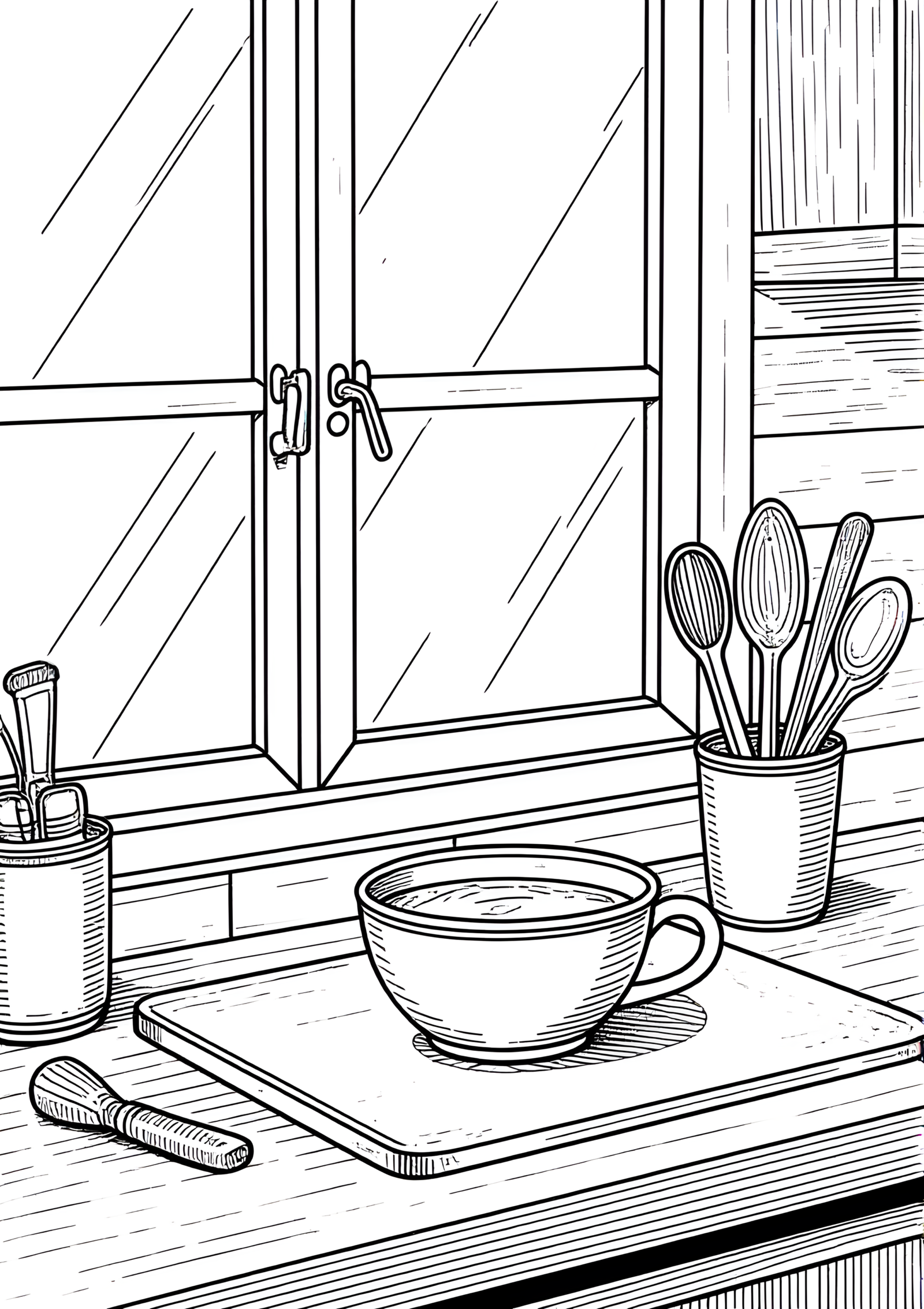 Coloriage atelier de chocolaterie, variante 3