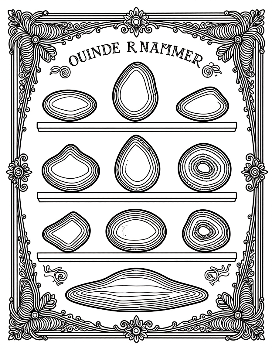 Coloriage Vitrines d'une Cabinet de Curiosités Géminées, variante 3