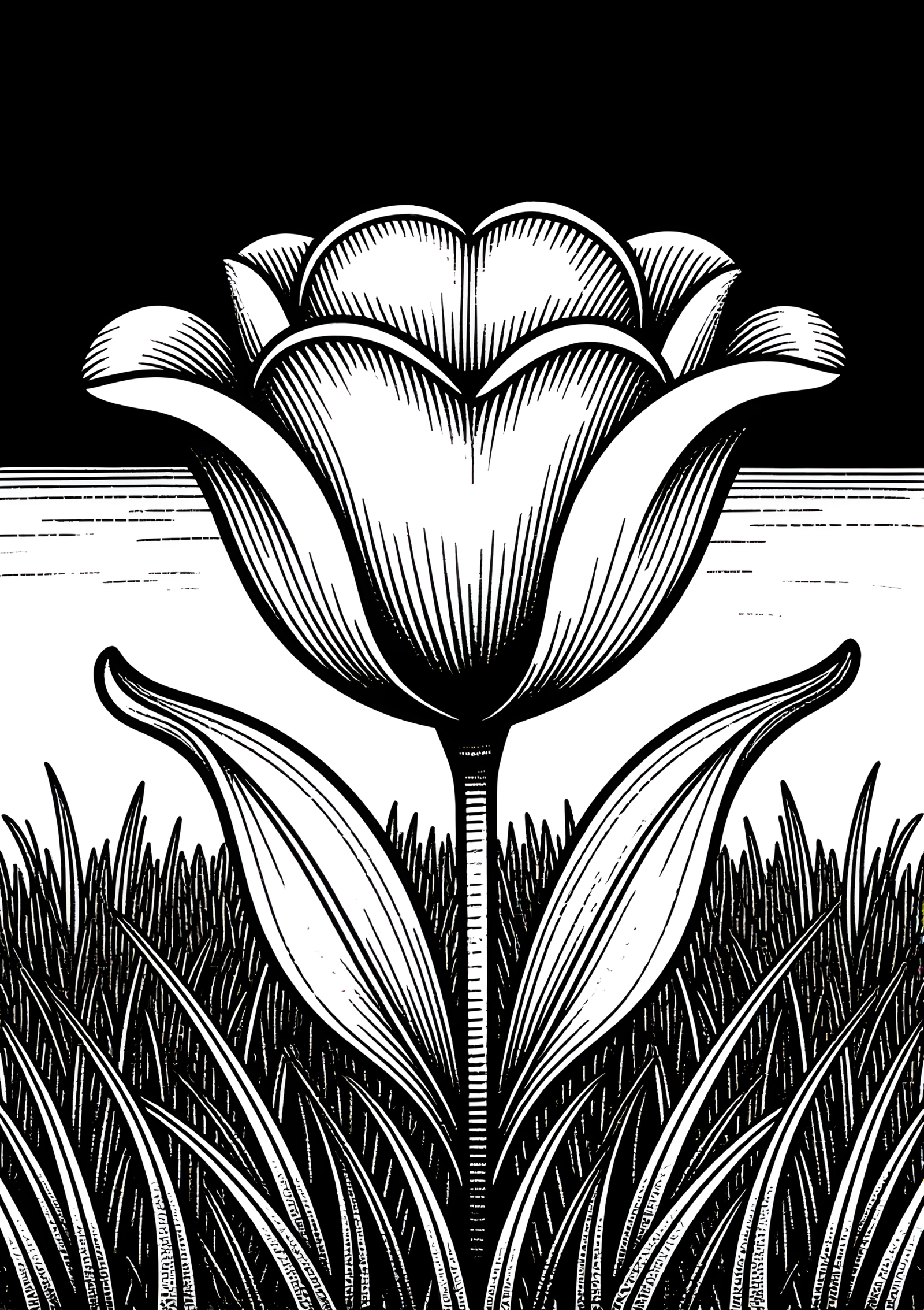Coloriage Tulipe dans les Hautes Herbes, variante 3