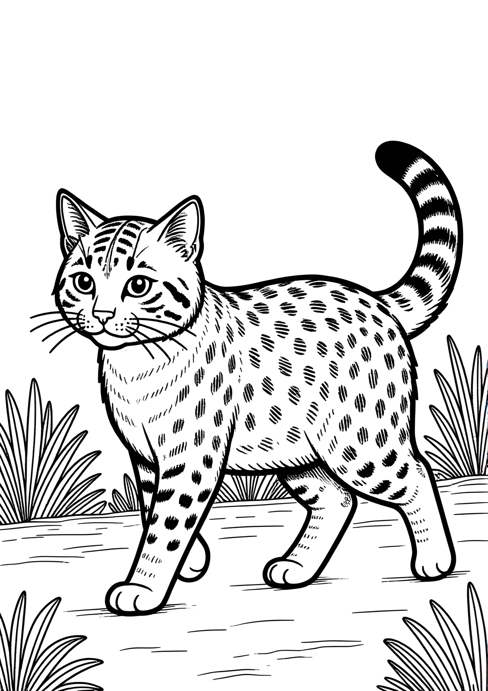 Coloriage Motif Chat Kanaani Pelage Tacheté, variante 3