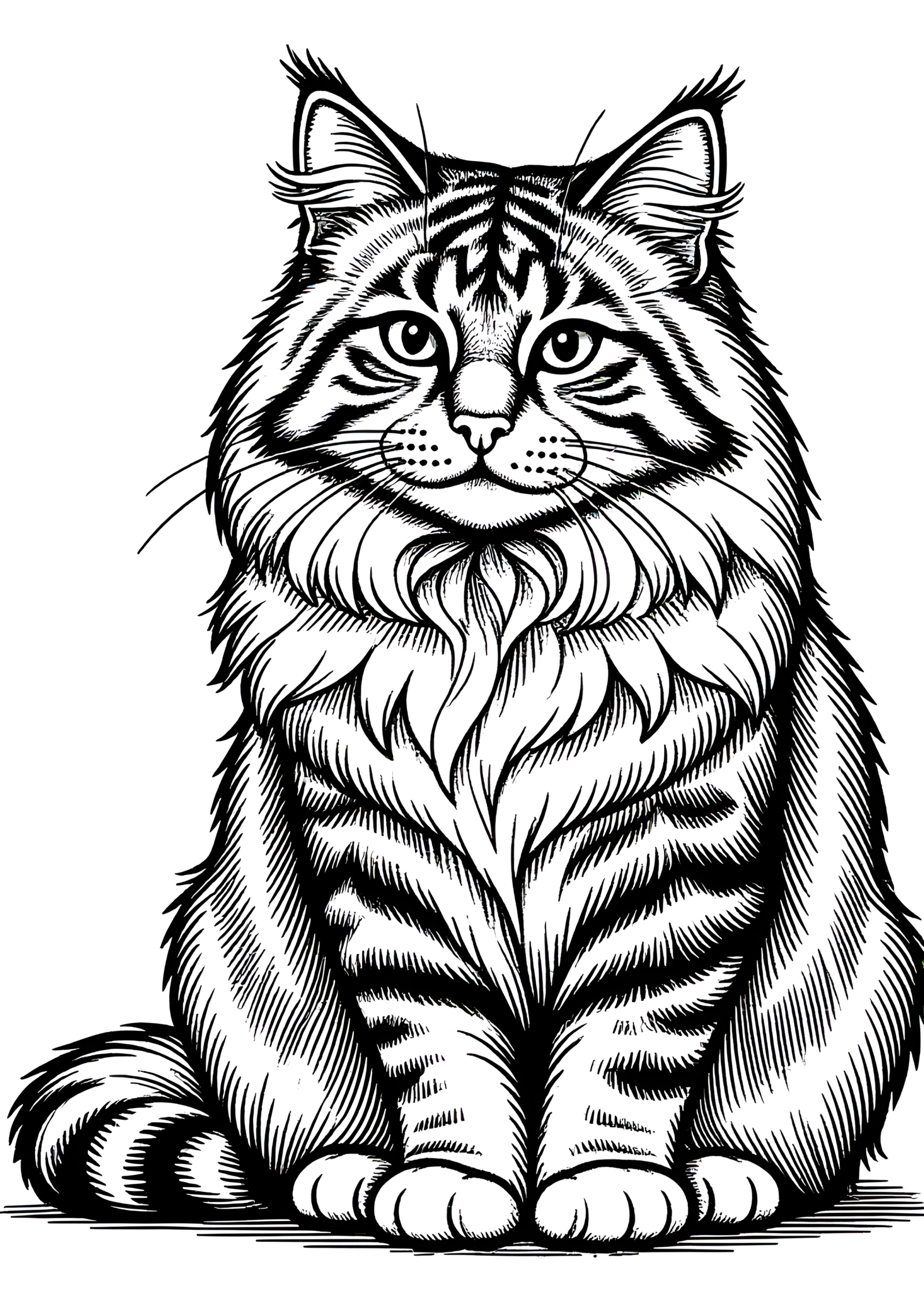 Coloriage Chat Norvégien À Colorier Motif Simple, variante 3