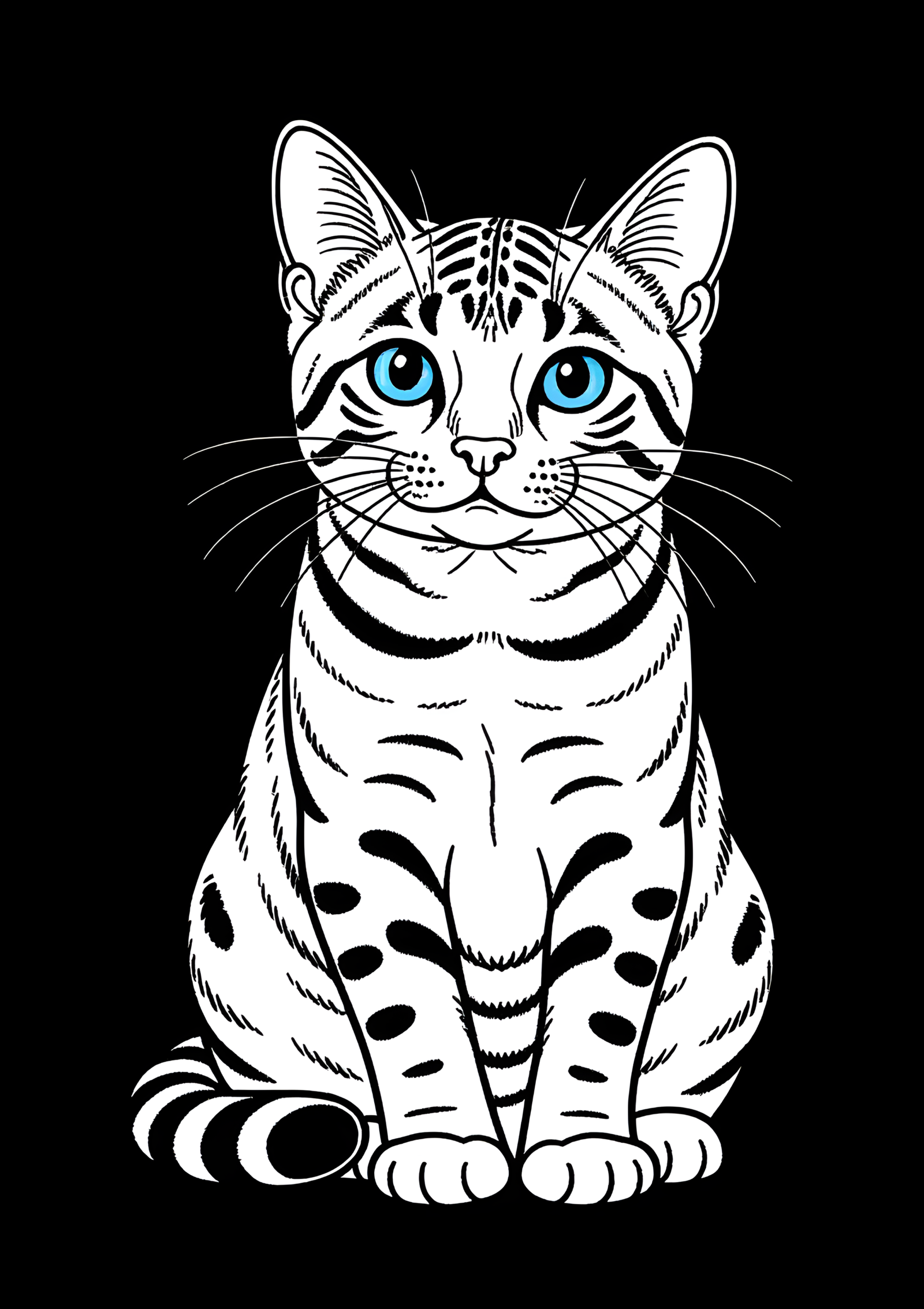 Coloriage Chat Bengal Encre et Couleur Facile, variante 3
