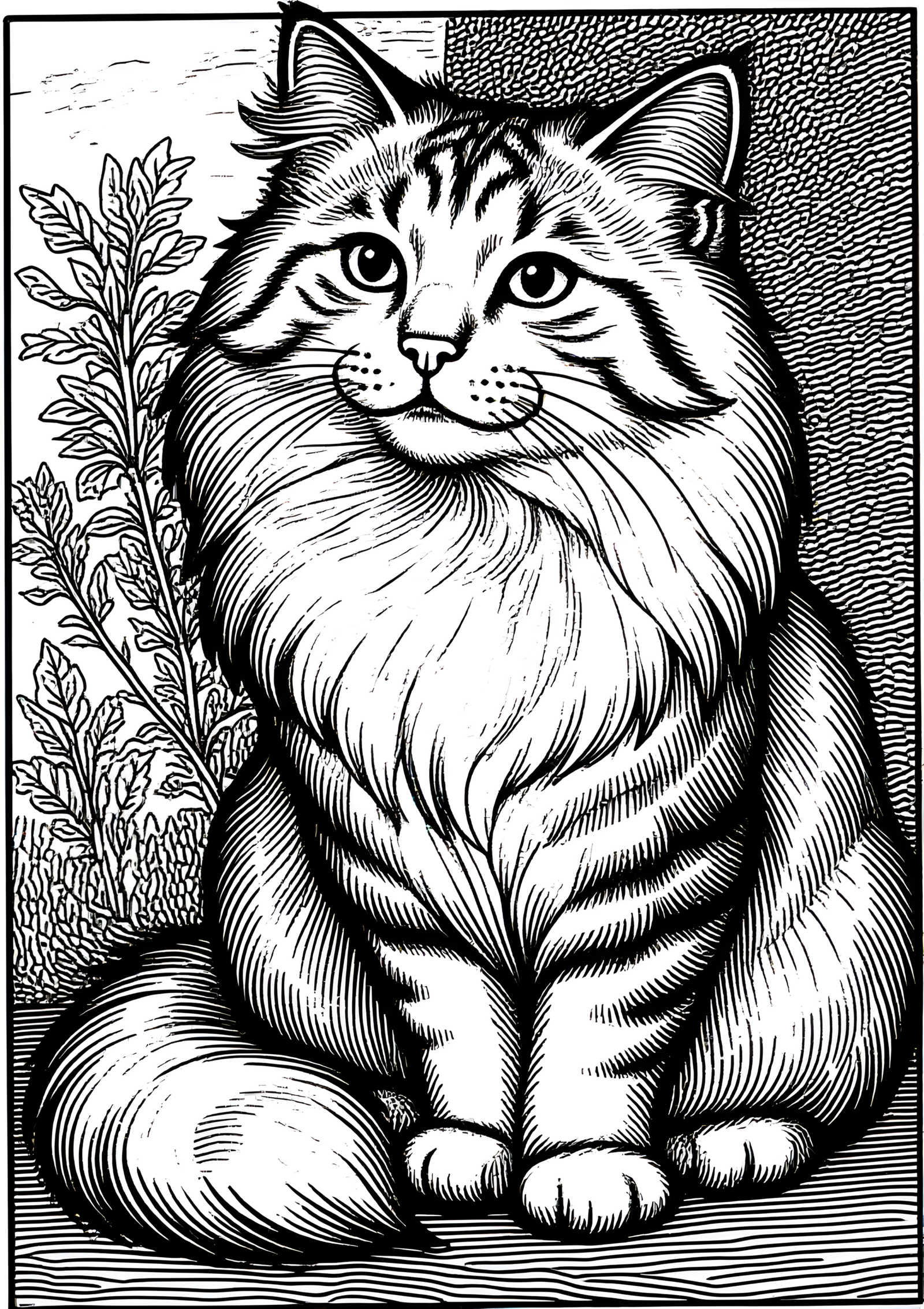 Coloriage Chat Asiatique Mi-long Poil à Colorier, variante 3