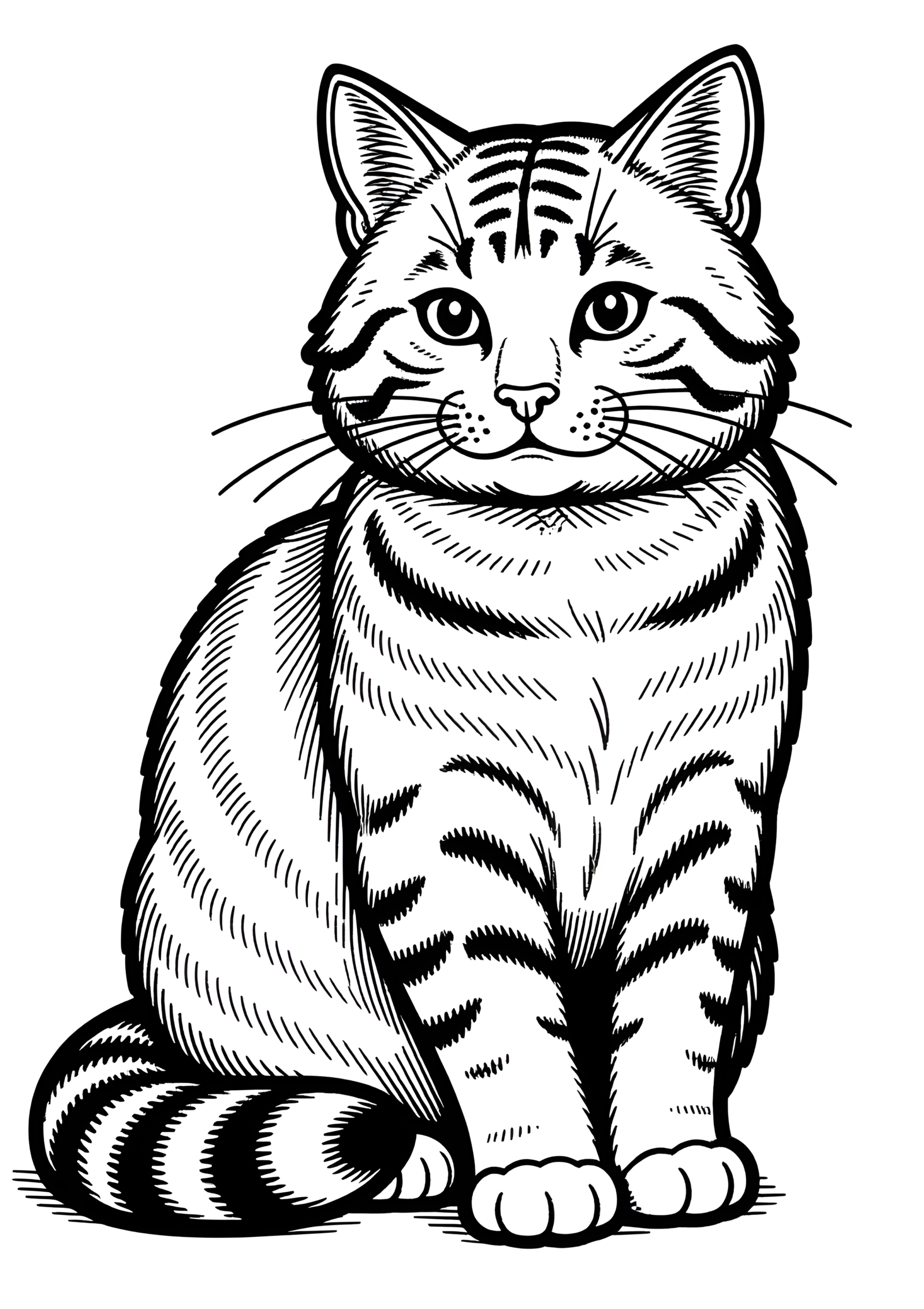Coloriage Sujet de coloriage Chat Highlander Simplifié, variante 3
