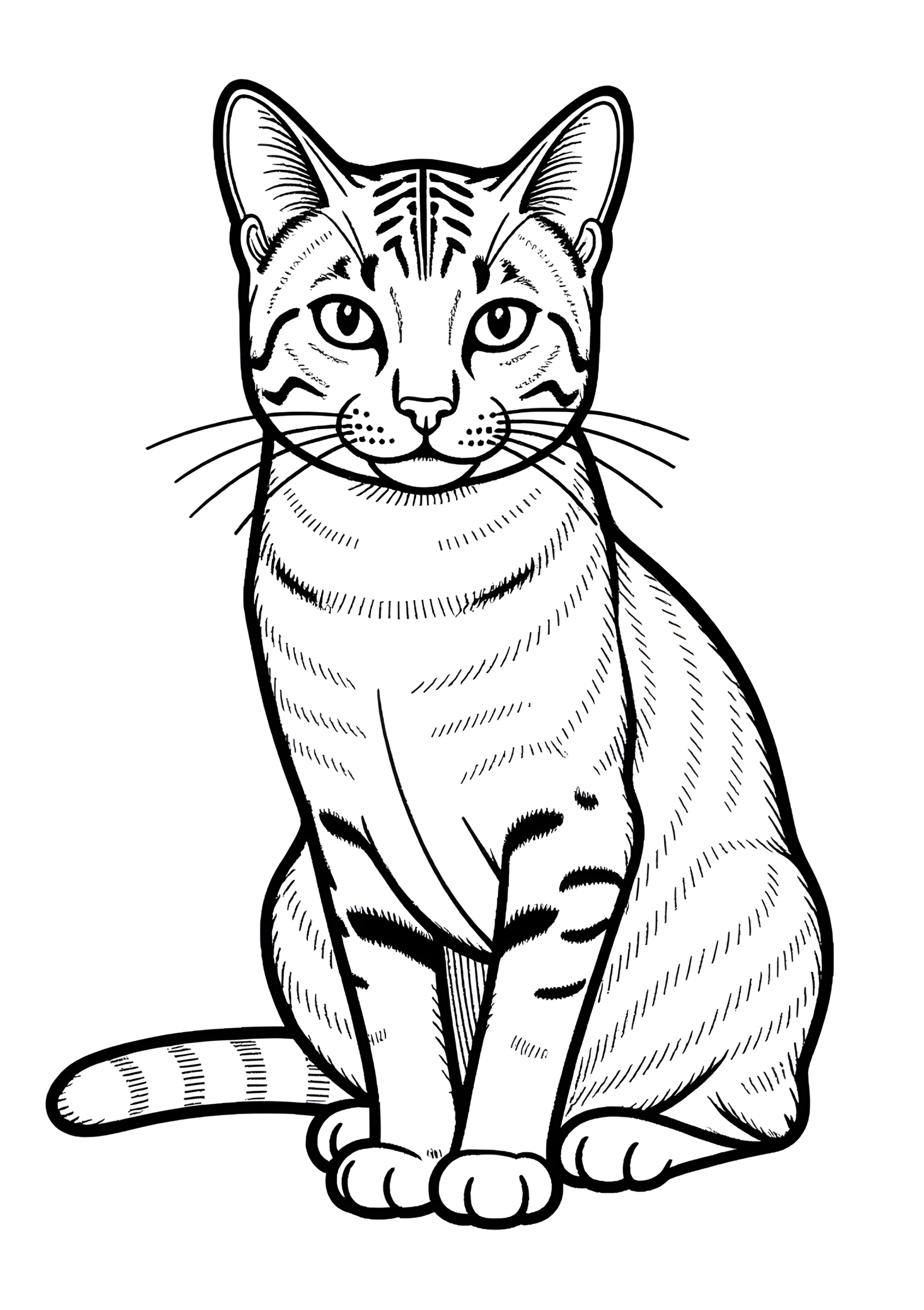 Coloriage Chat Mau Arabe Assis Page Coloriage, variante 3