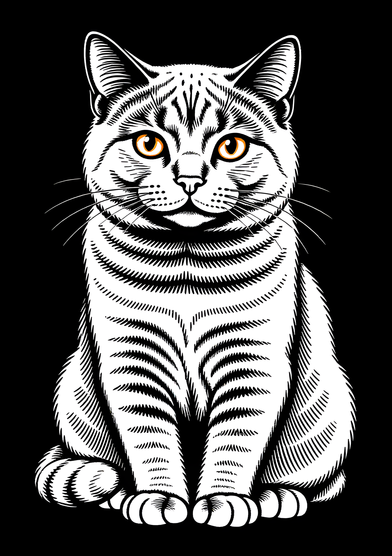 Coloriage Chat Chartreux À Colorier Simple Design, variante 3