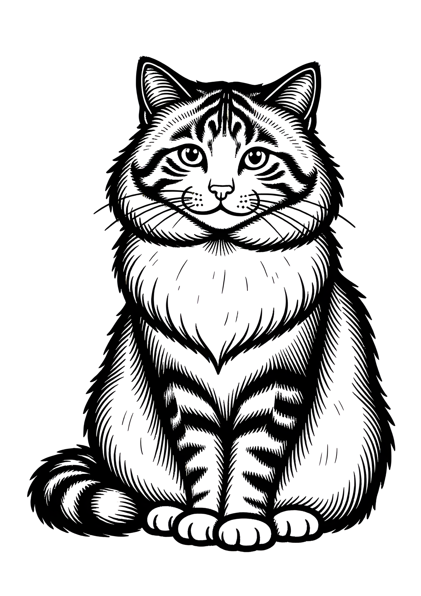 Coloriage Chat Chantilly-Tiffany À Colorier Simplement, variante 3