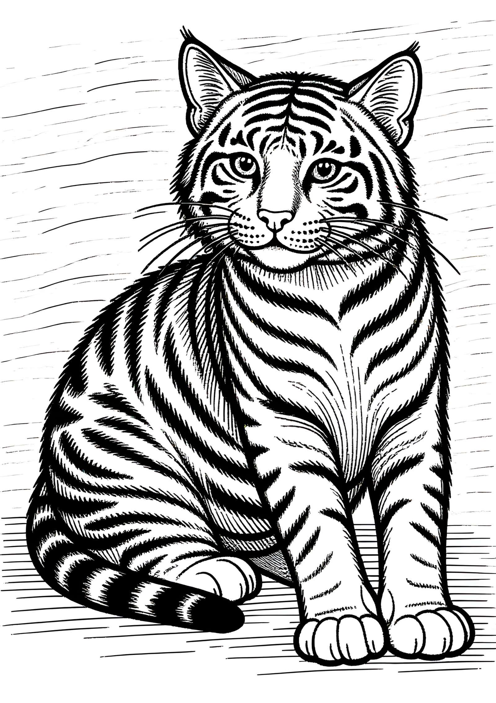 Coloriage Chaton Toyger Rayures Motif Simple, variante 3