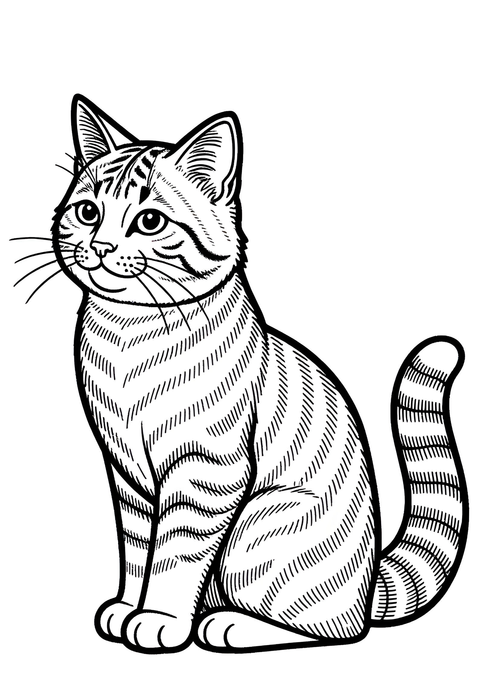 Coloriage Chat Kurilien Bobtail à colorier, variante 3