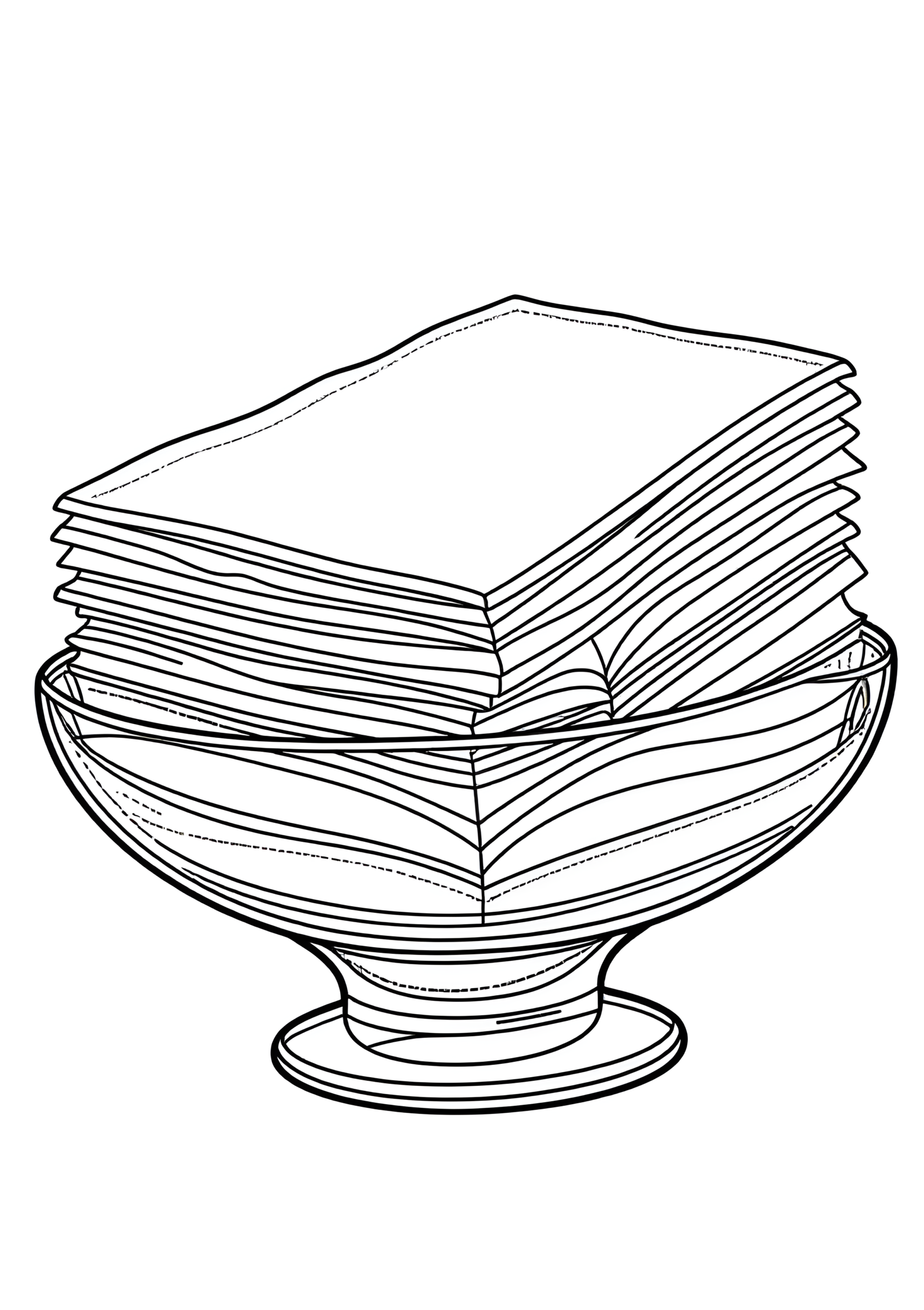 Coloriage Mille-feuilles empilés sur un présentoir en verre, variante 3