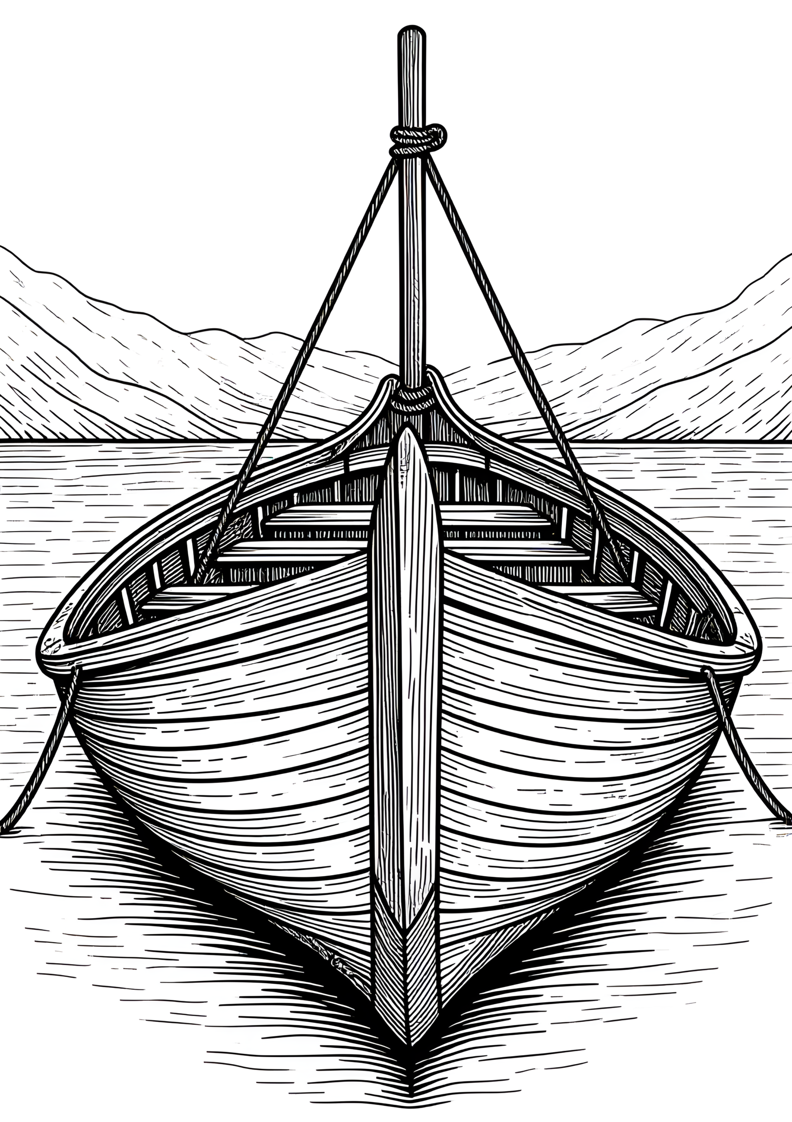 Coloriage Bateau traditionnel du Kerala, variante 3