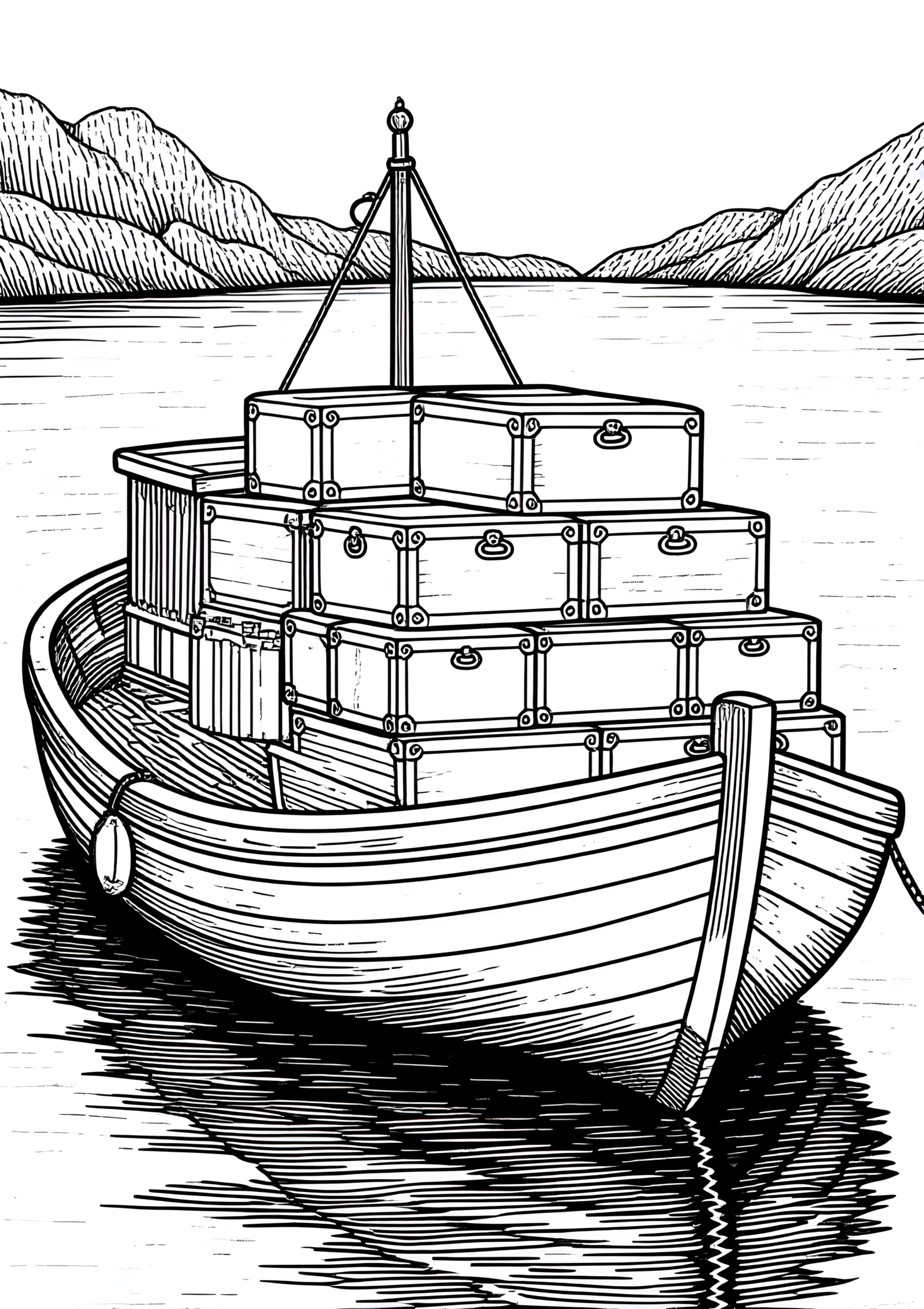 Coloriage Bateau de pêche baltique, variante 3