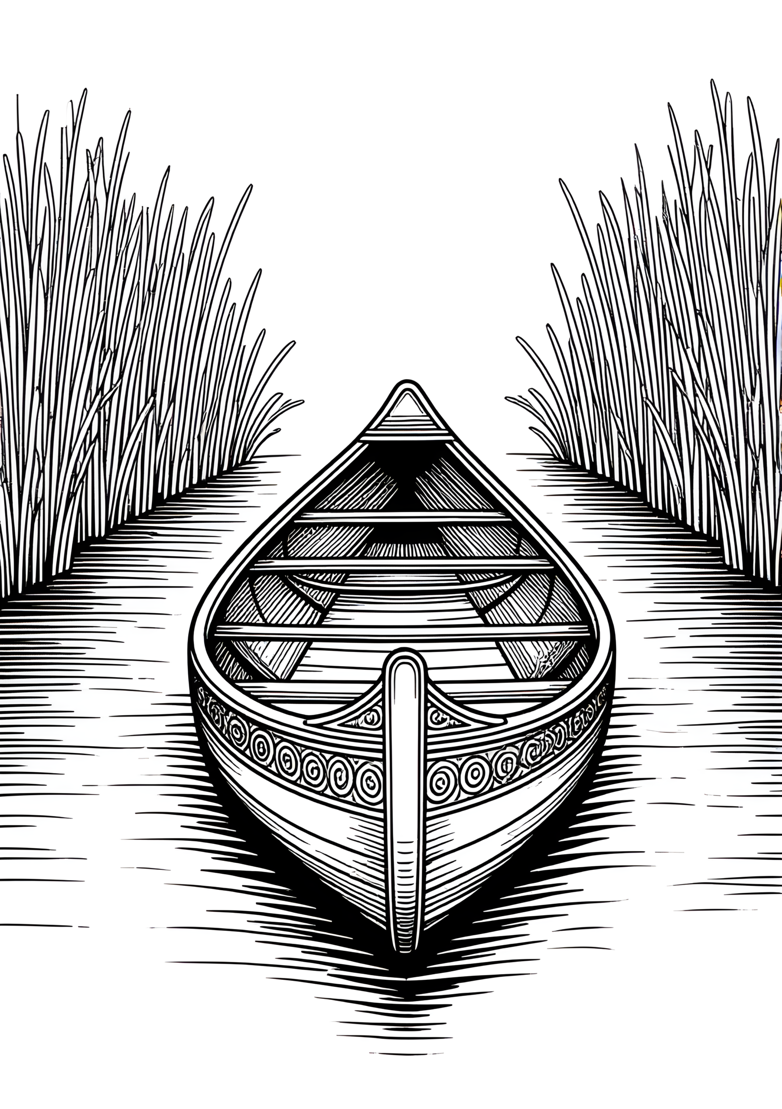 Coloriage Barque sculptée amérindienne, variante 3