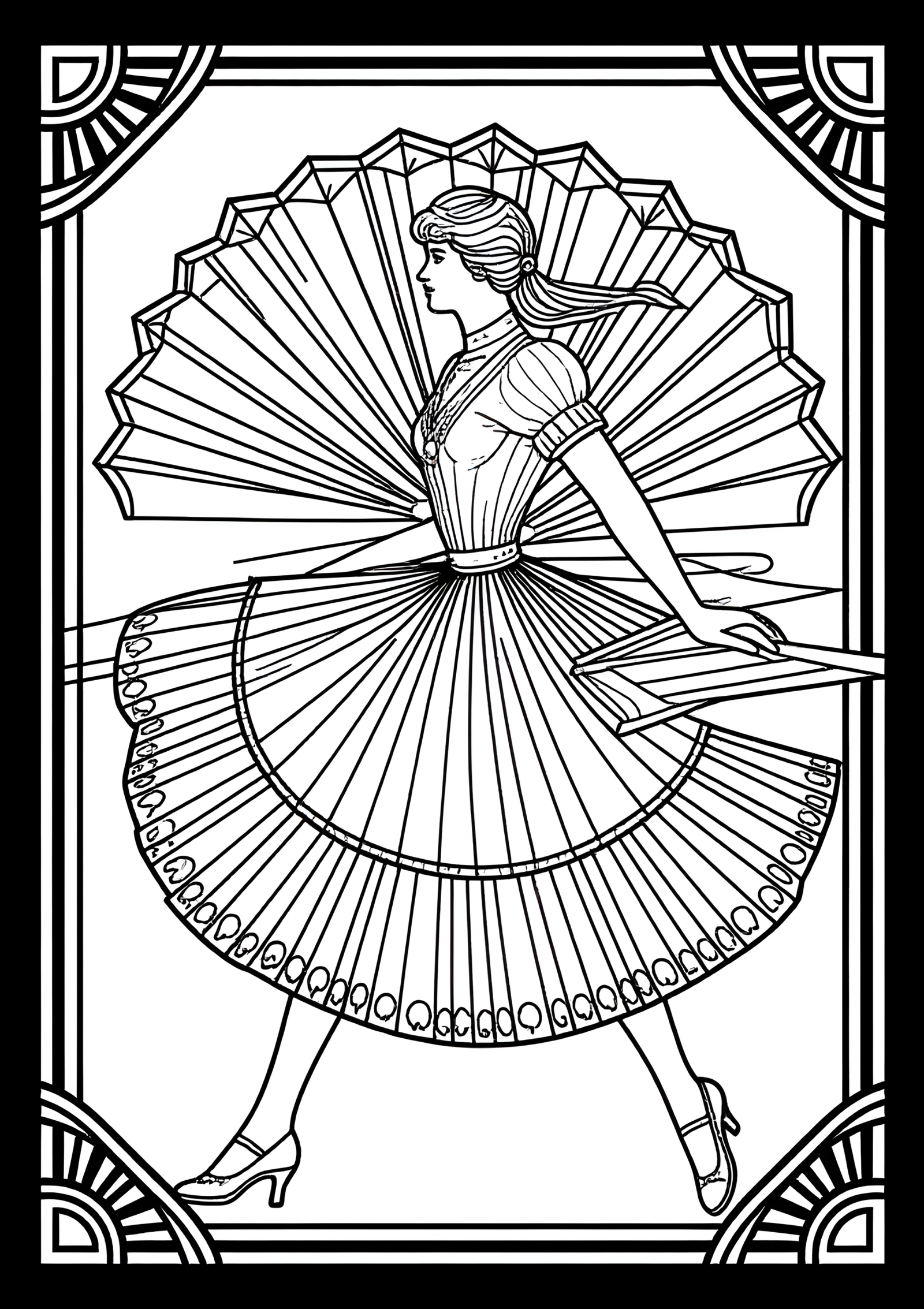 Coloriage Affiche Art Déco Cycliste, variante 3